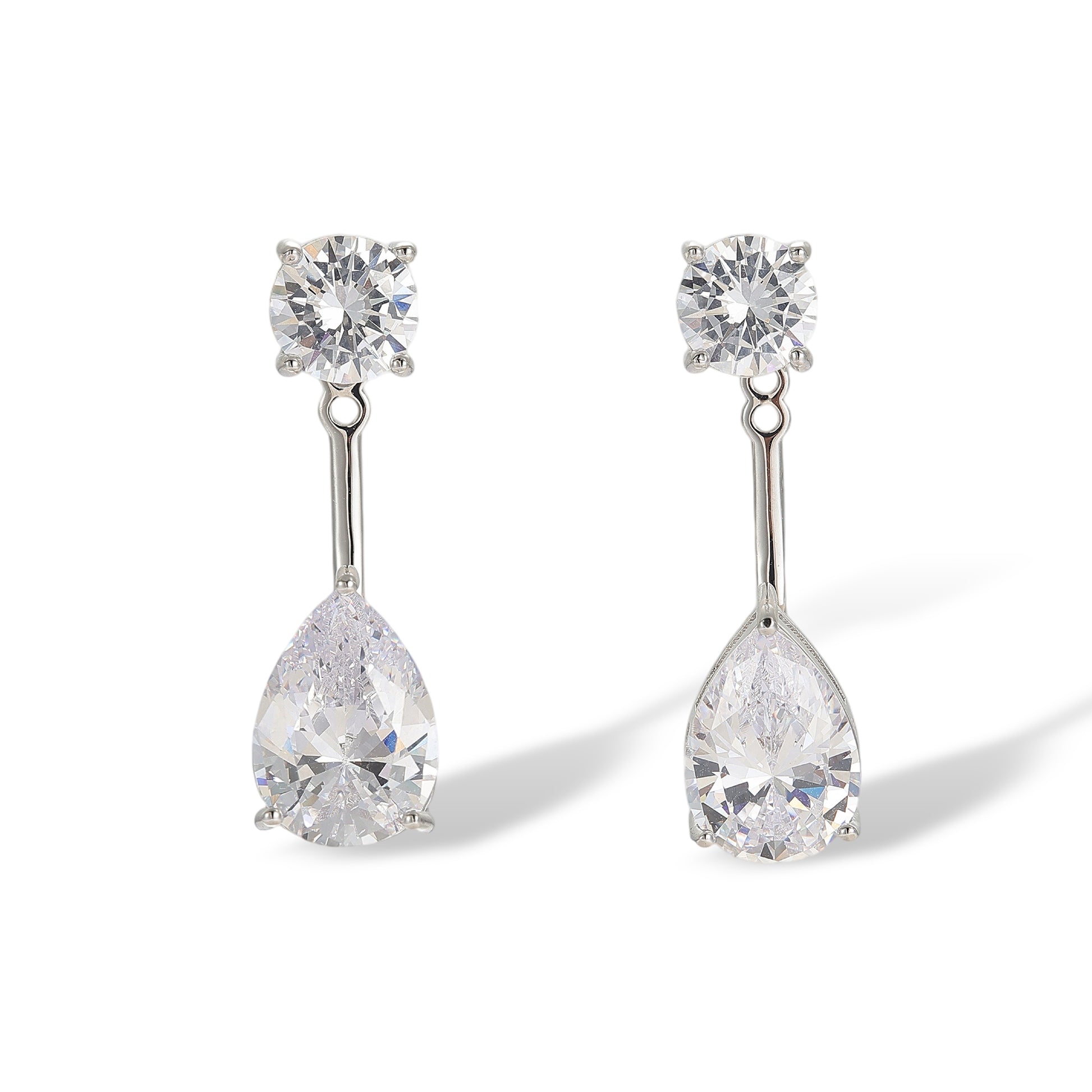 Chantal White Teardrop Round Drop Earrings