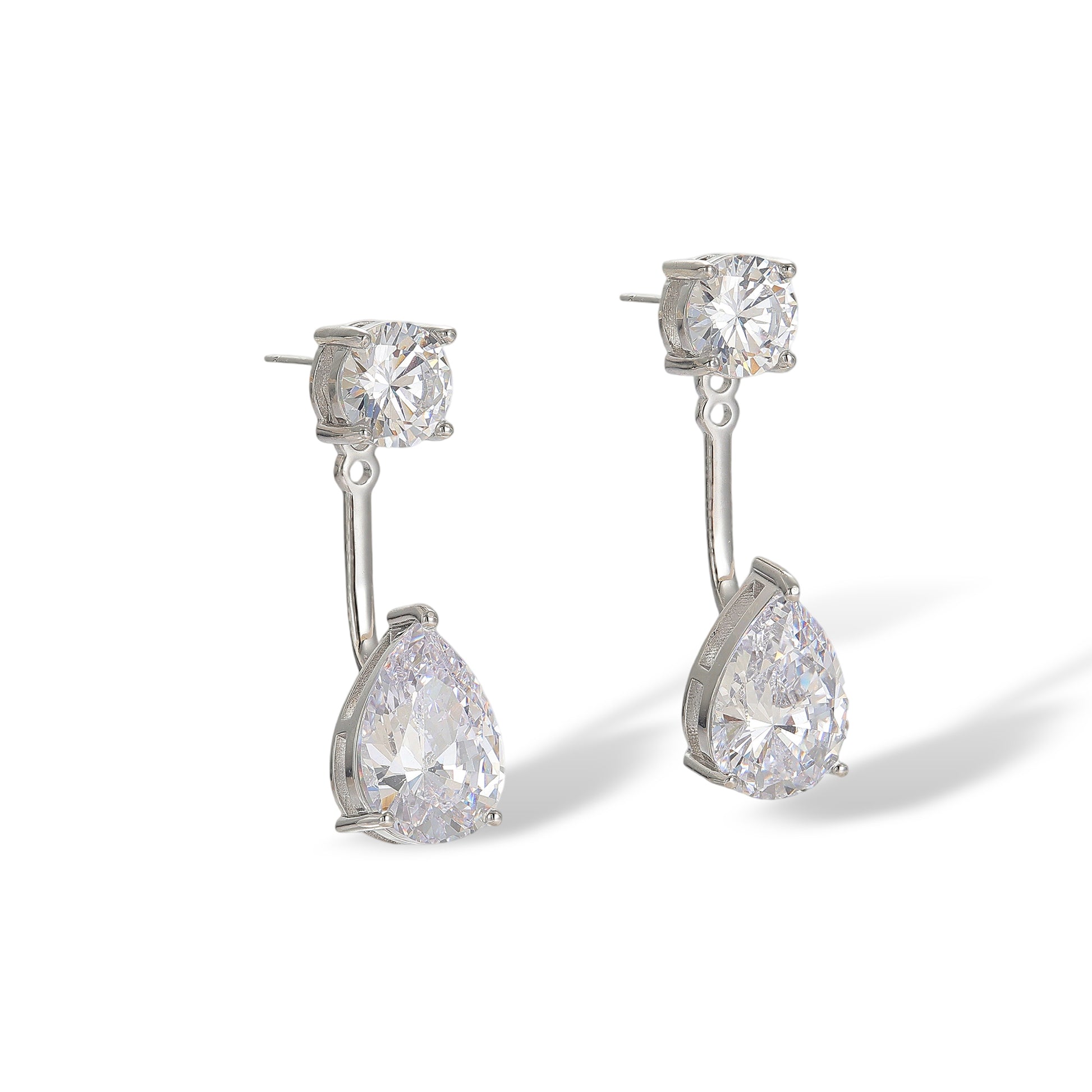 Chantal White Teardrop Round Drop Earrings