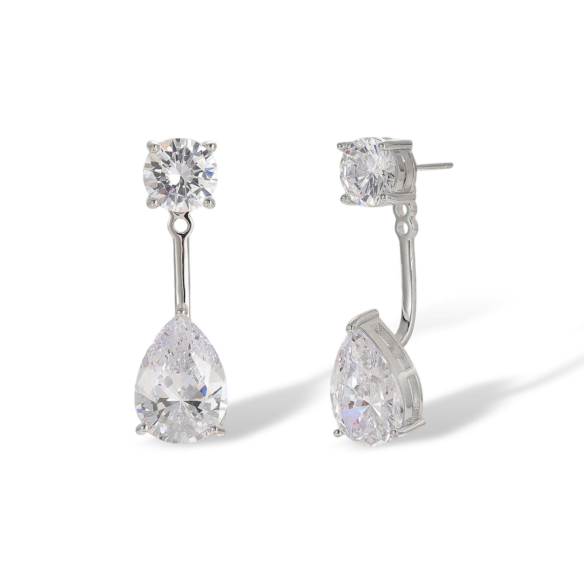 Chantal White Teardrop Round Drop Earrings