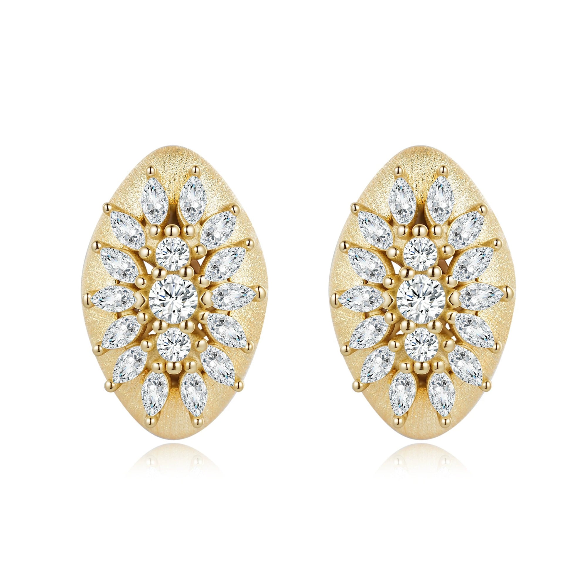 Chantalle 14K Gold Marquise Moissanite Stud Earrings
