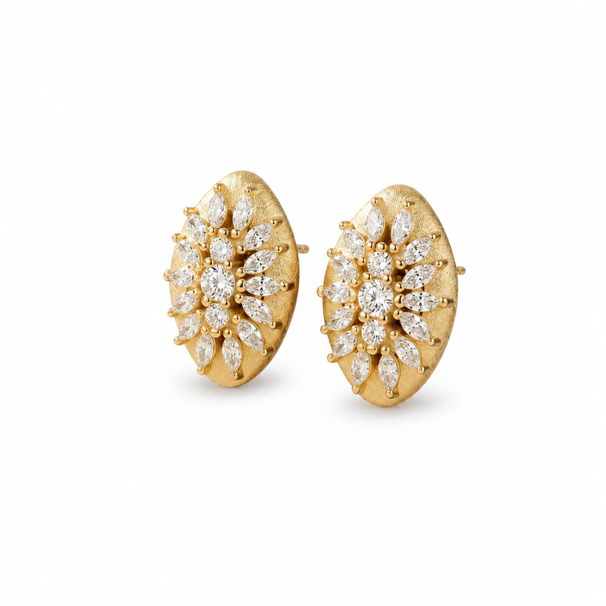 Chantalle 14K Gold Marquise Moissanite Stud Earrings