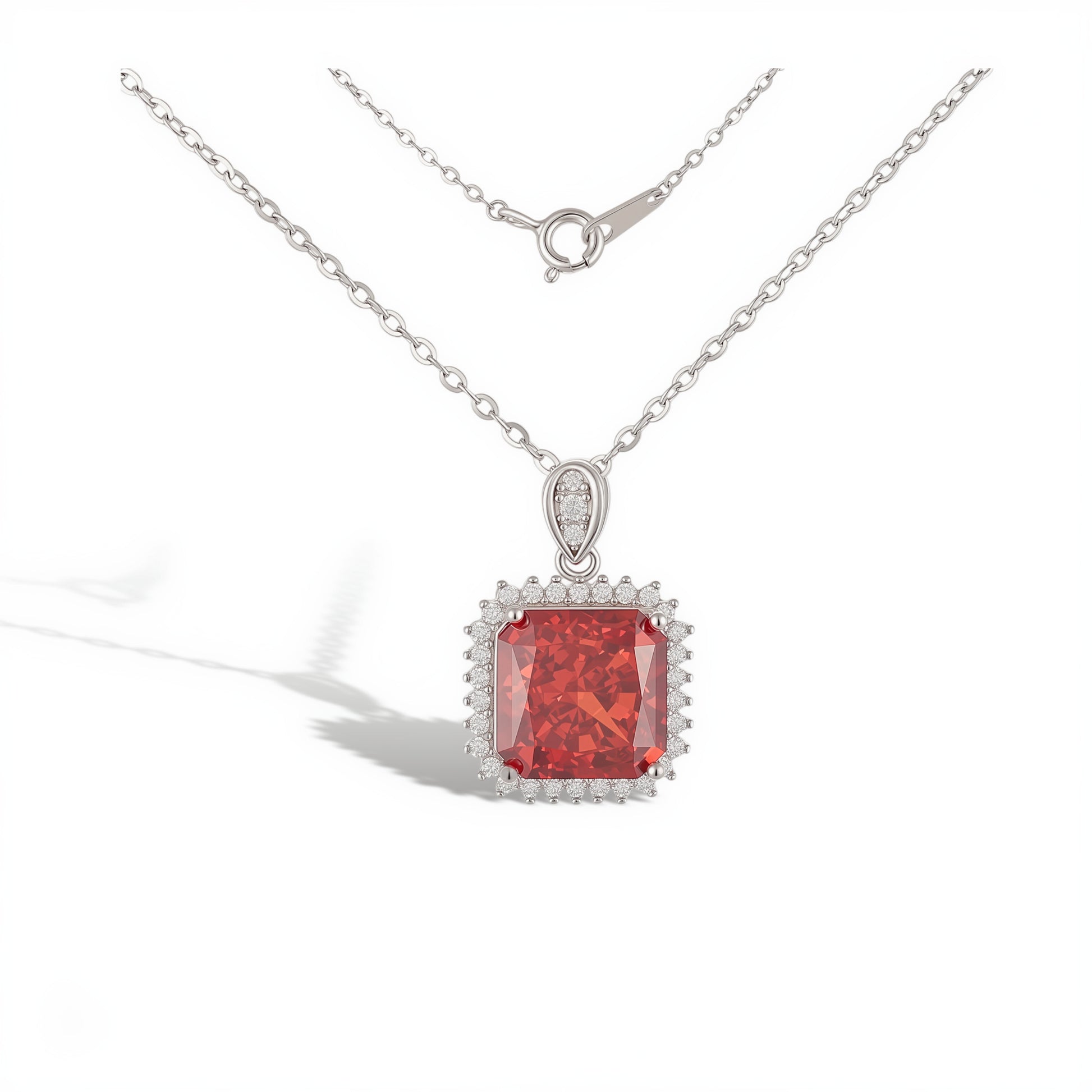 Chic Ruby Square Necklace
