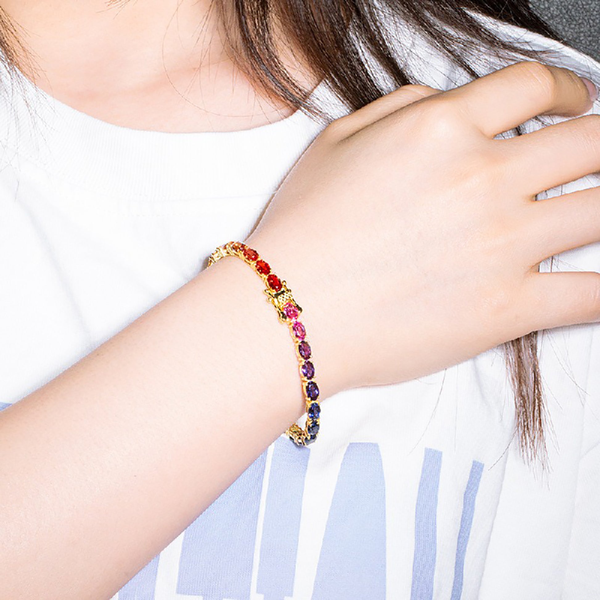 Christin Multicolor Oval Tennis Bracelet