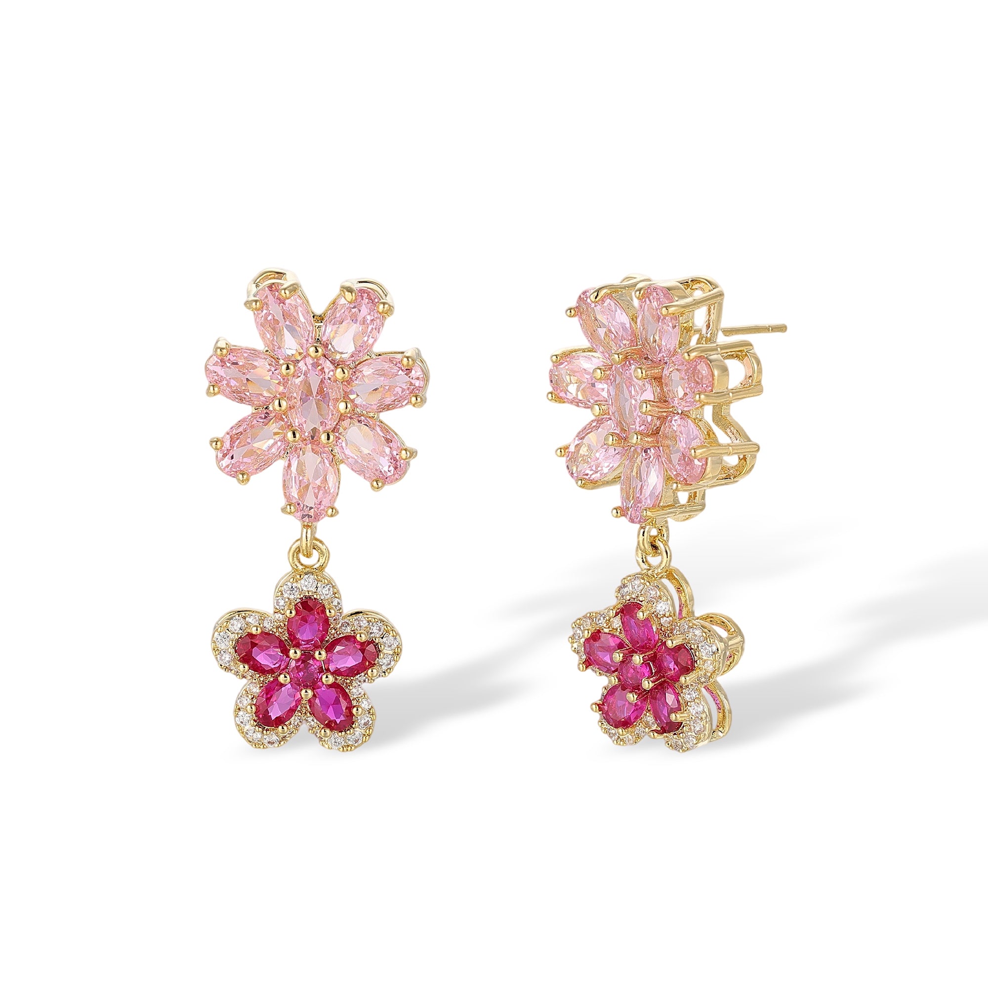 Chryseis Pink Floral Drop Earrings