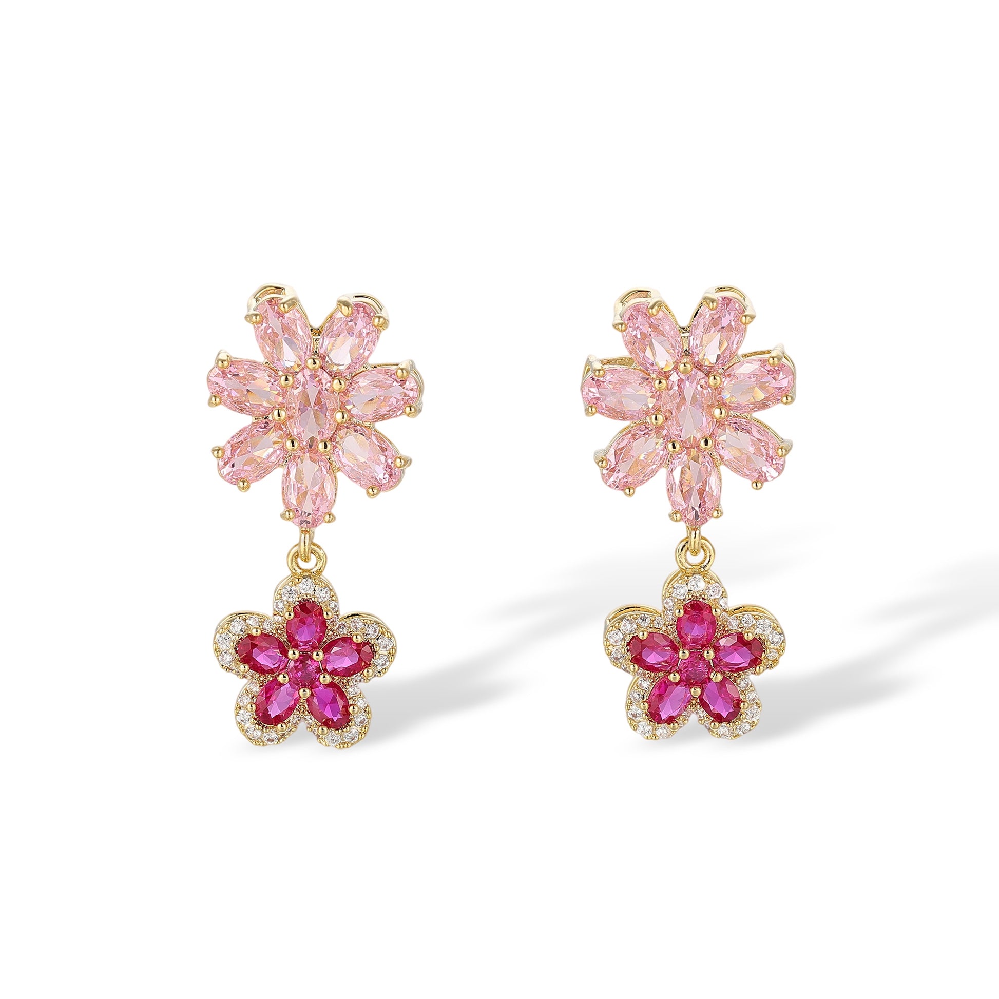 Chryseis Pink Floral Drop Earrings