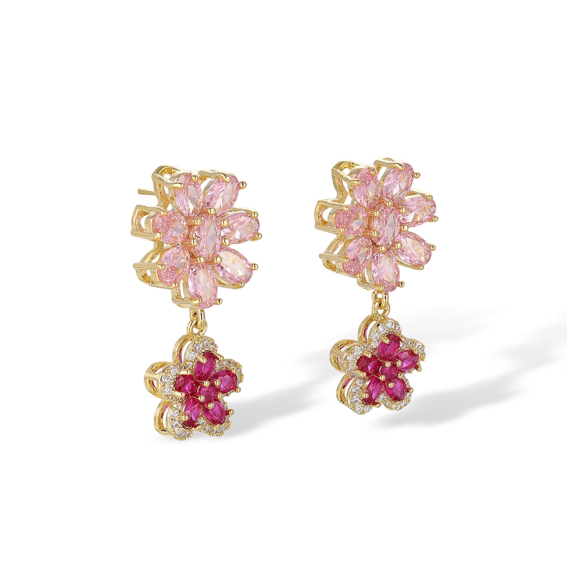 Chryseis Pink Floral Drop Earrings