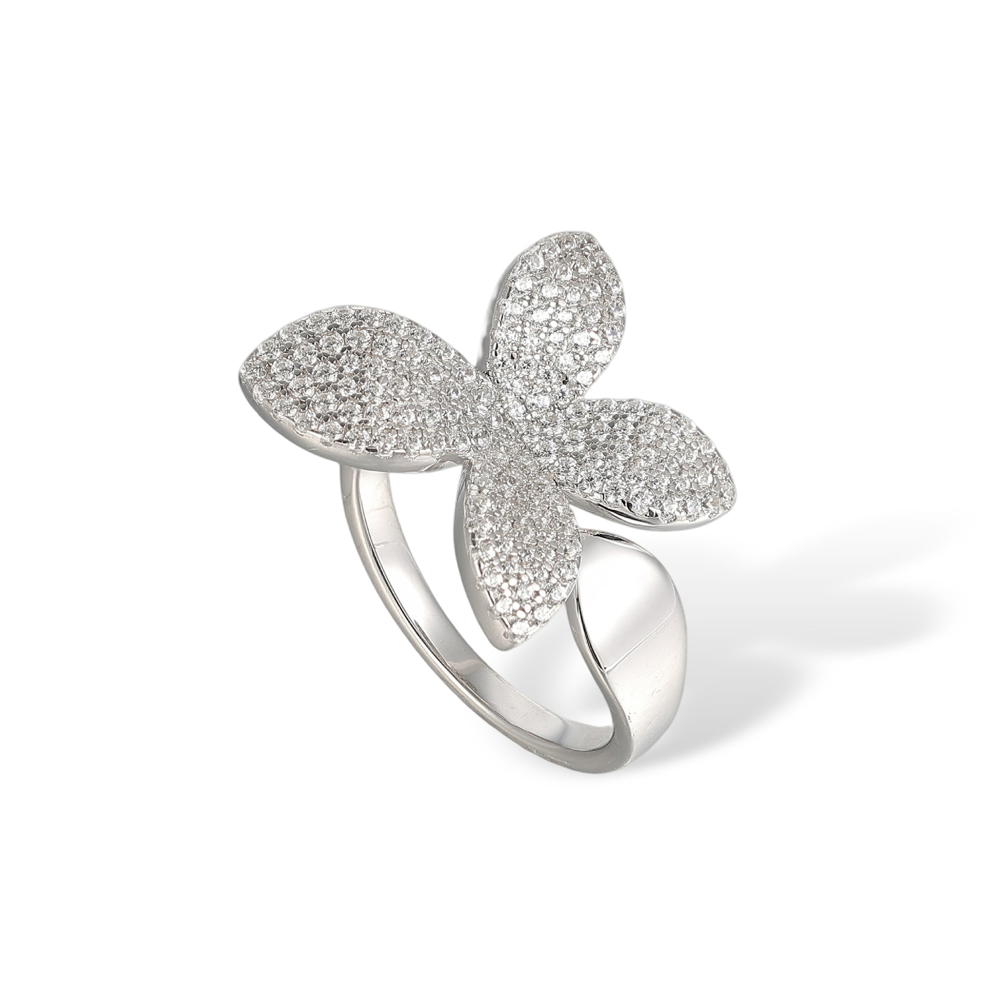 Clarissa White Floral Open Ring