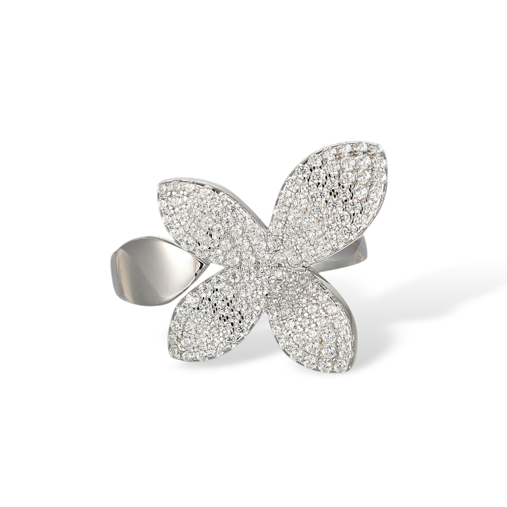 Clarissa White Floral Open Ring