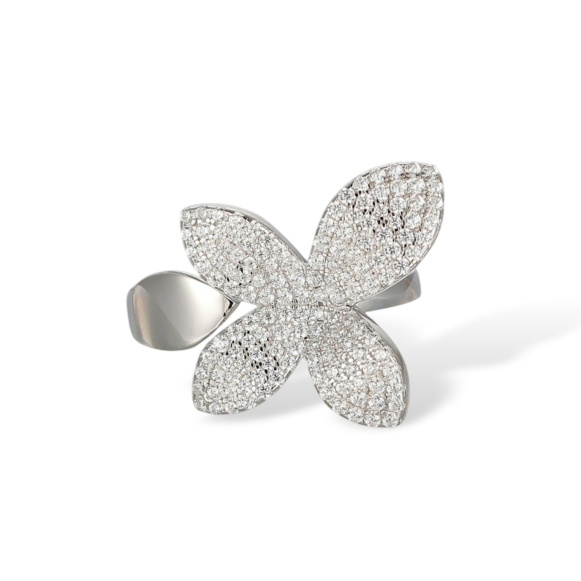 Clarissa White Floral Open Ring