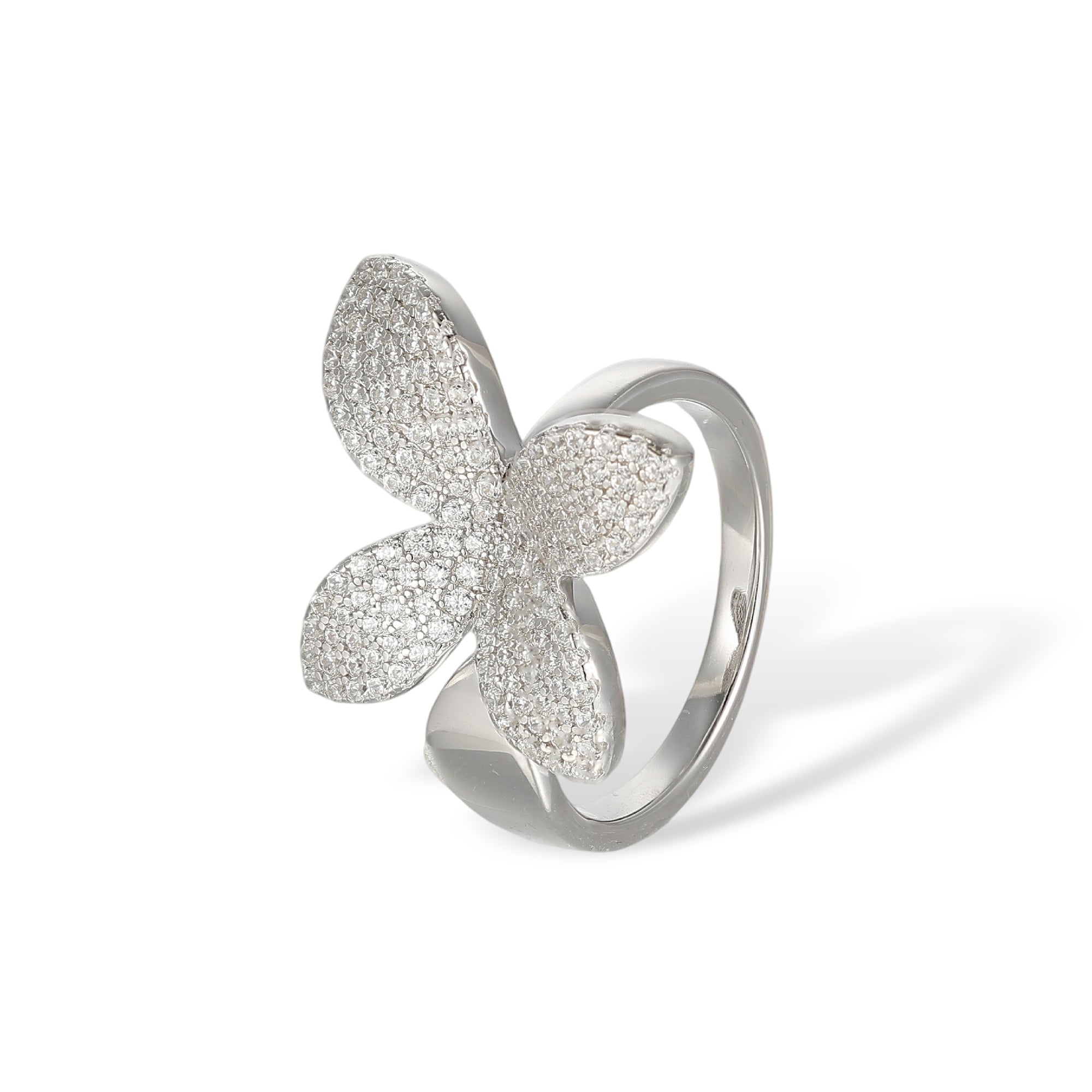 Clarissa White Floral Open Ring
