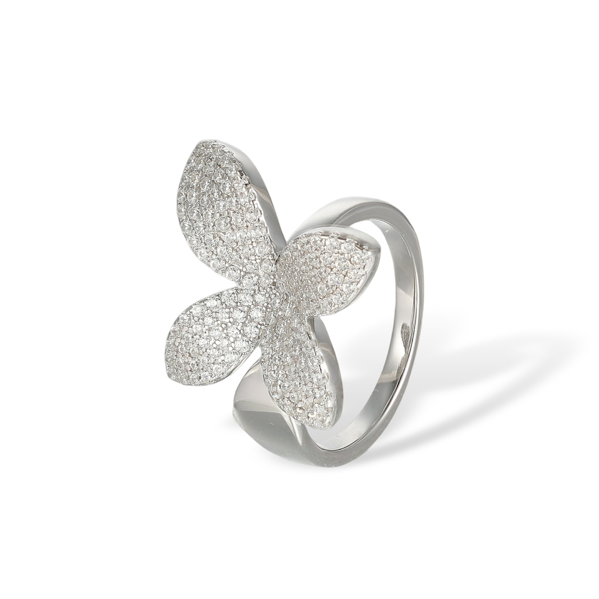 Clarissa White Floral Open Ring