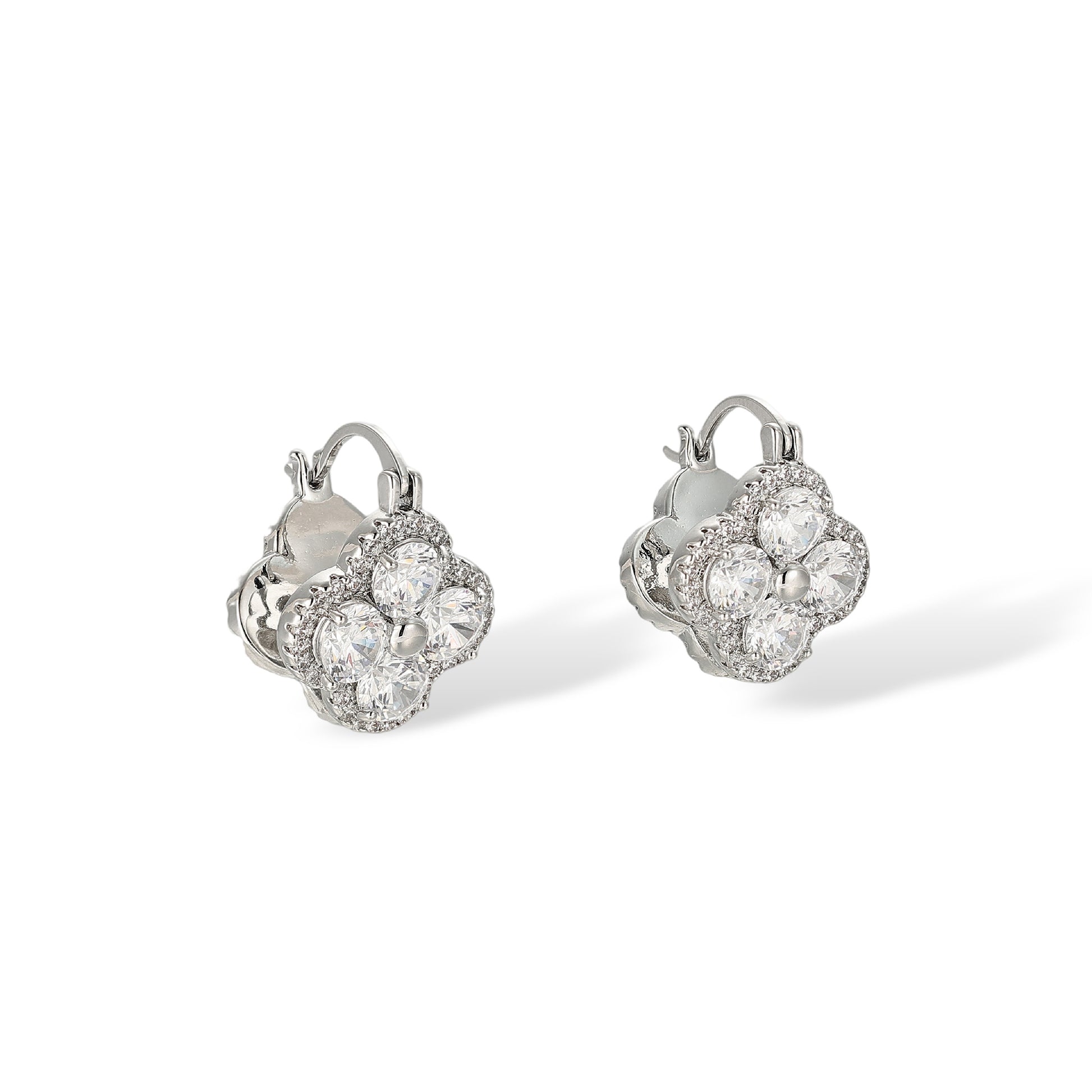 Claudine Turquoise Trèfle Huggie Earrings