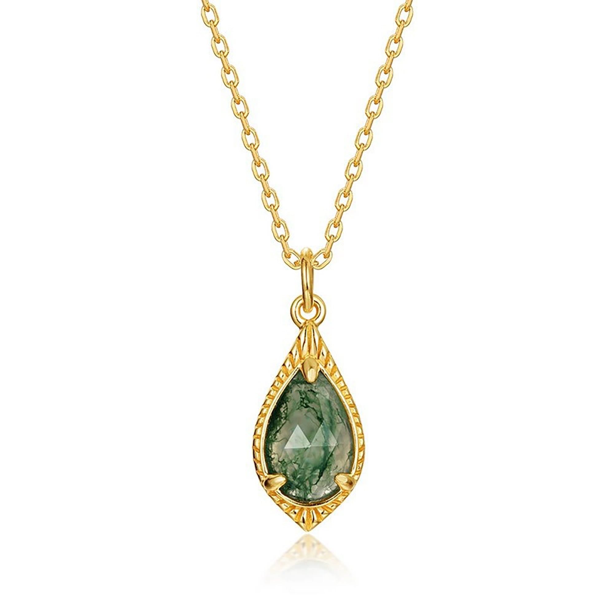 Cléo 14K Green Moss Teardrop Necklace