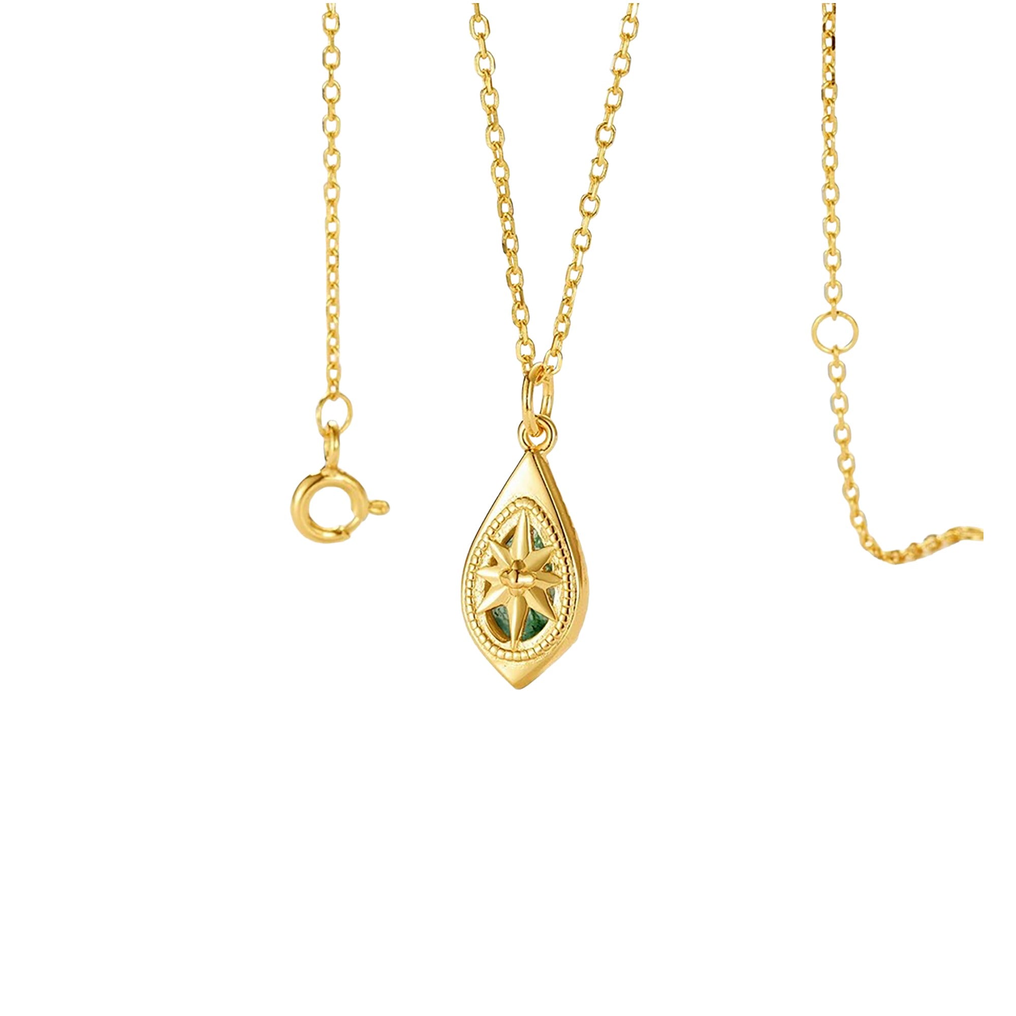 Cléo 14K Green Moss Teardrop Necklace