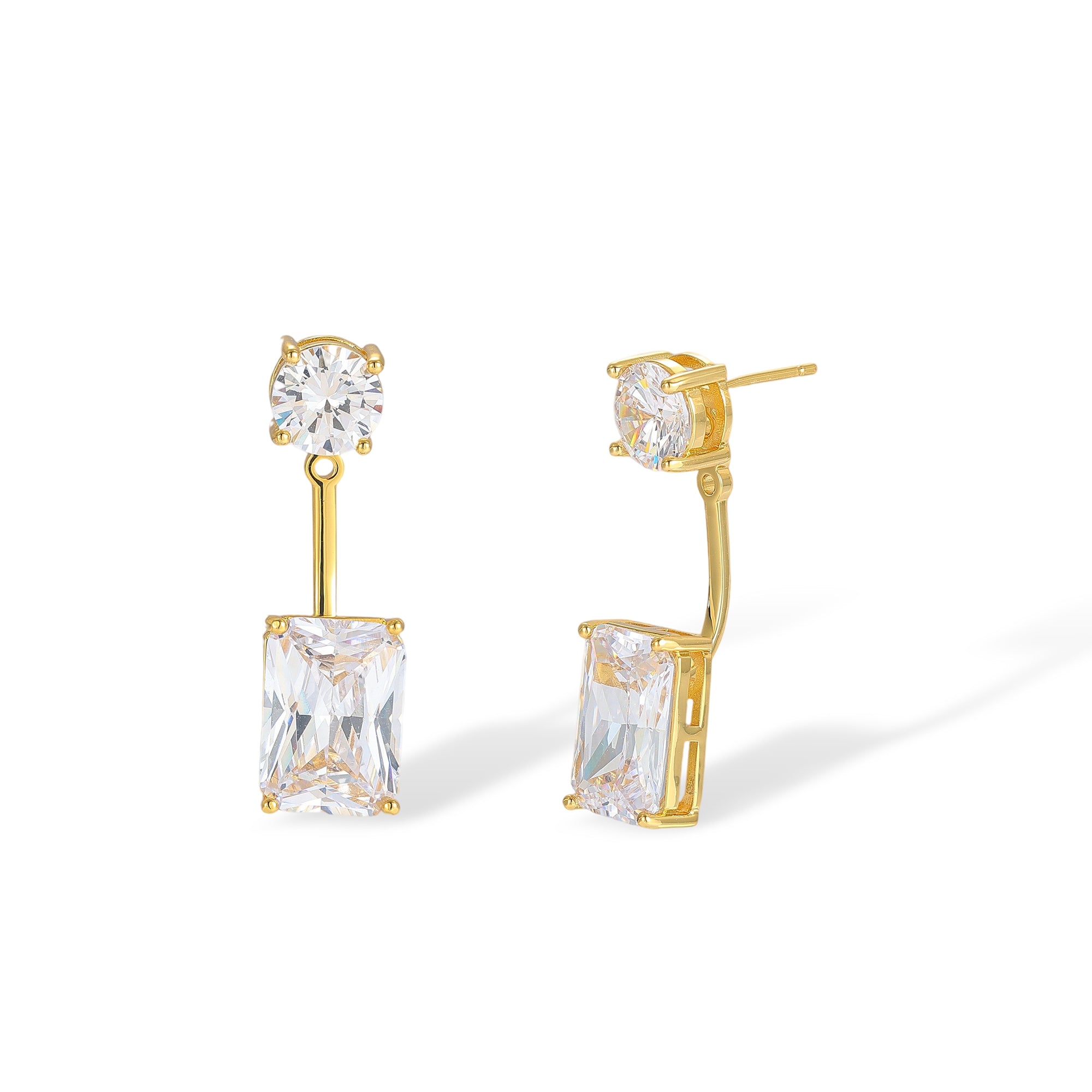 Cœur 18K Gold Rectangular Round Drop Earrings