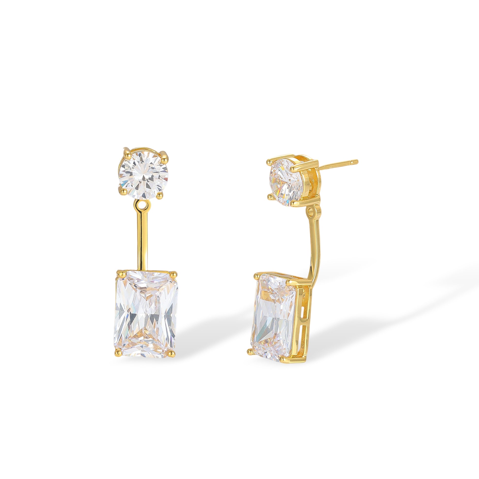 Cœur 18K Gold Rectangular Round Drop Earrings