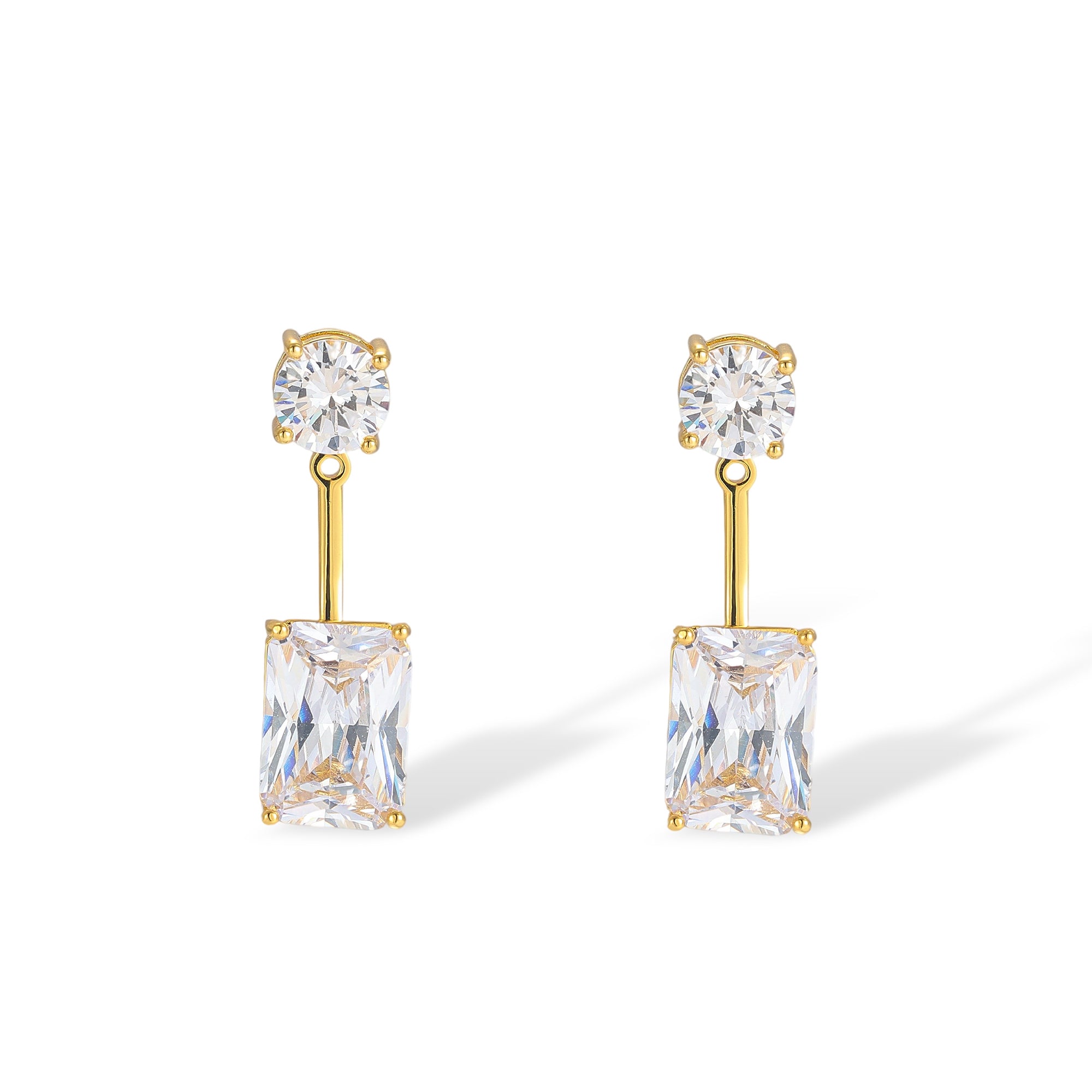 Cœur 18K Gold Rectangular Round Drop Earrings