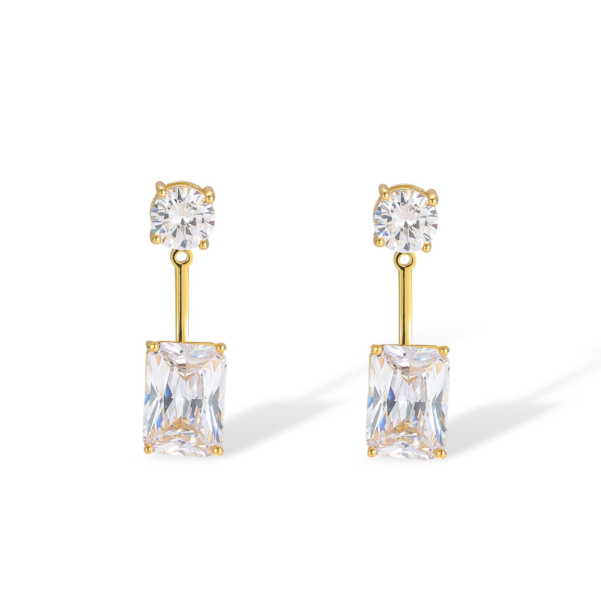 Cœur 18K Gold Rectangular Round Drop Earrings