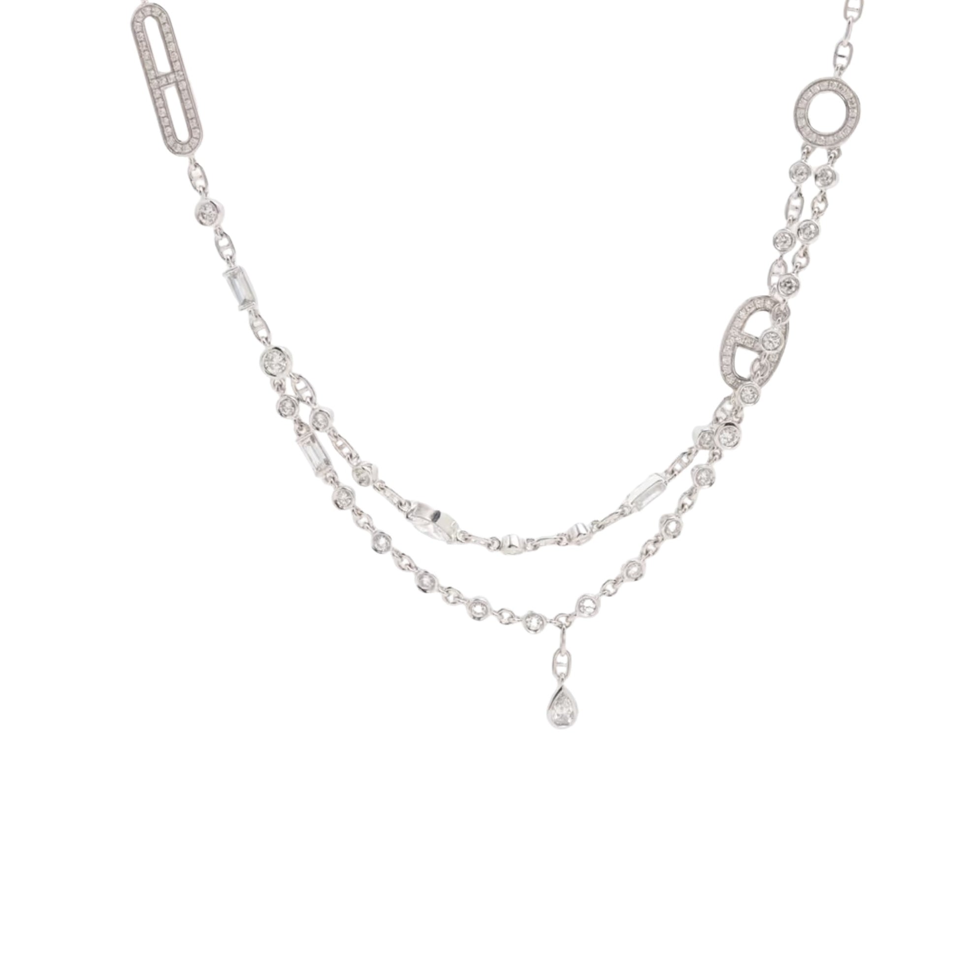 Coralie White Layered Chain Links Necklace
