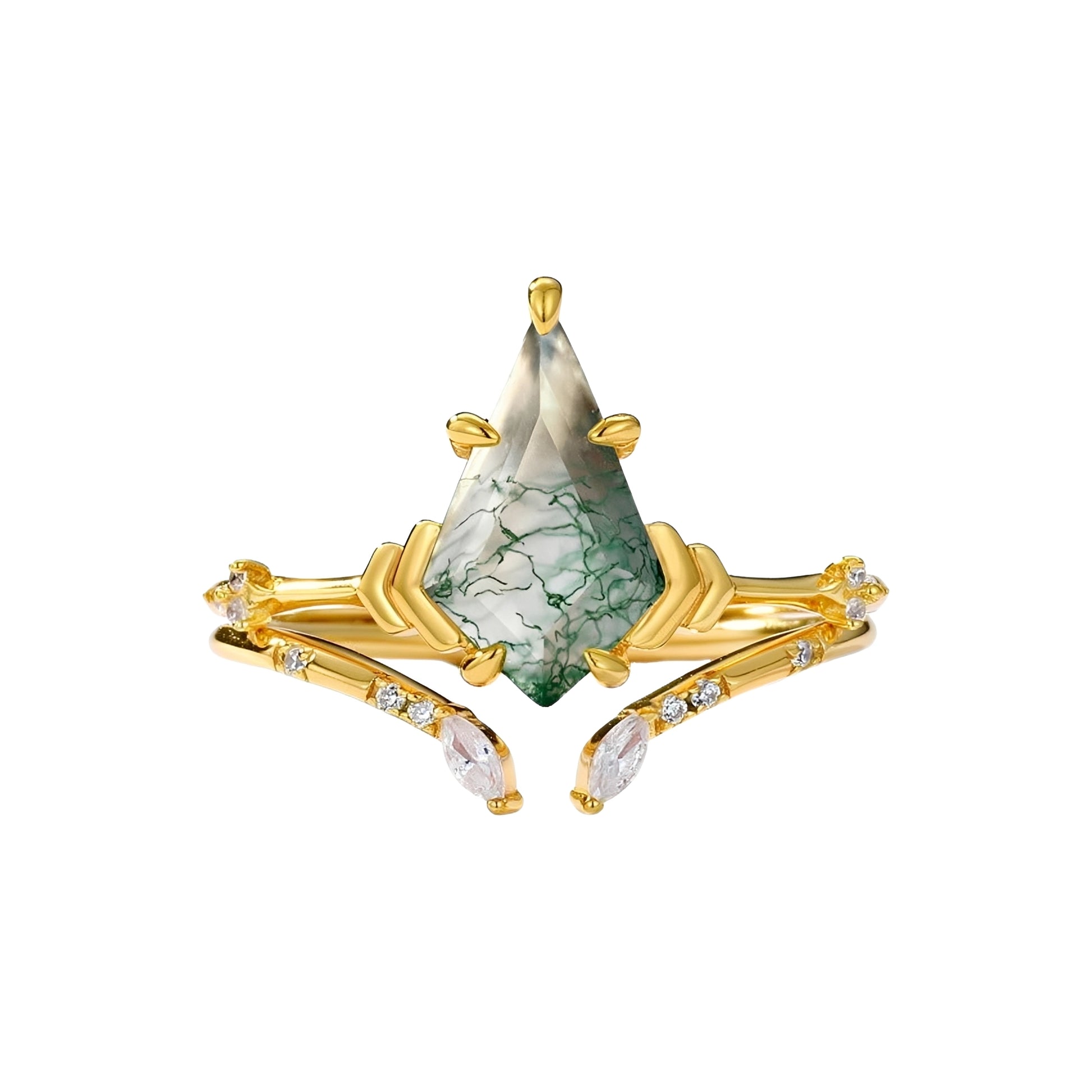 Coraline Green Moss Kite Ring Set