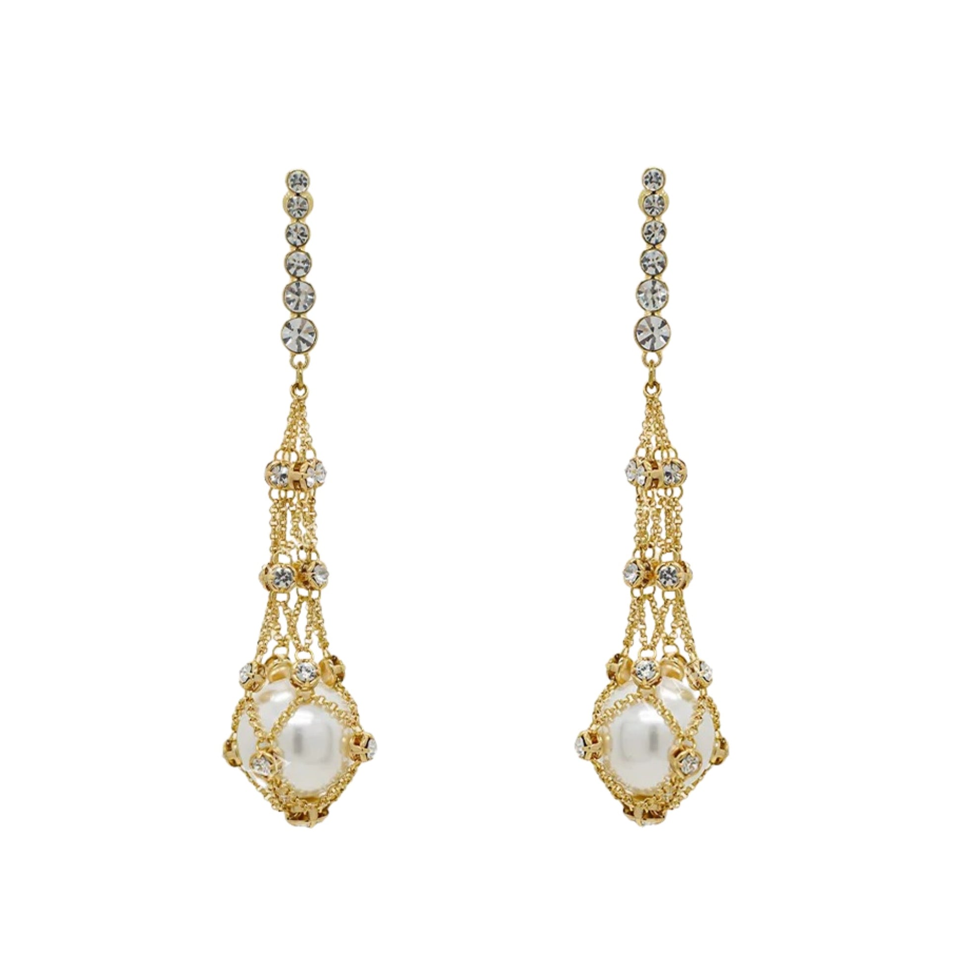 Corentine 14K Gold Pearl Cage Drop Earrings