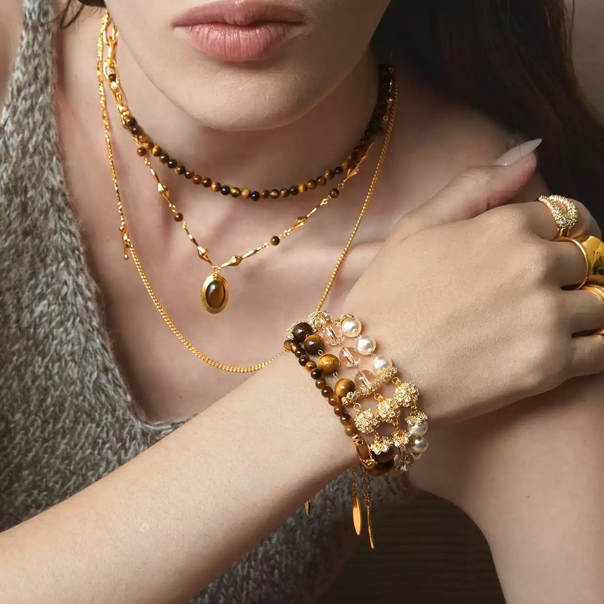 Corinna 24K Gold Filigree Bead Bracelet