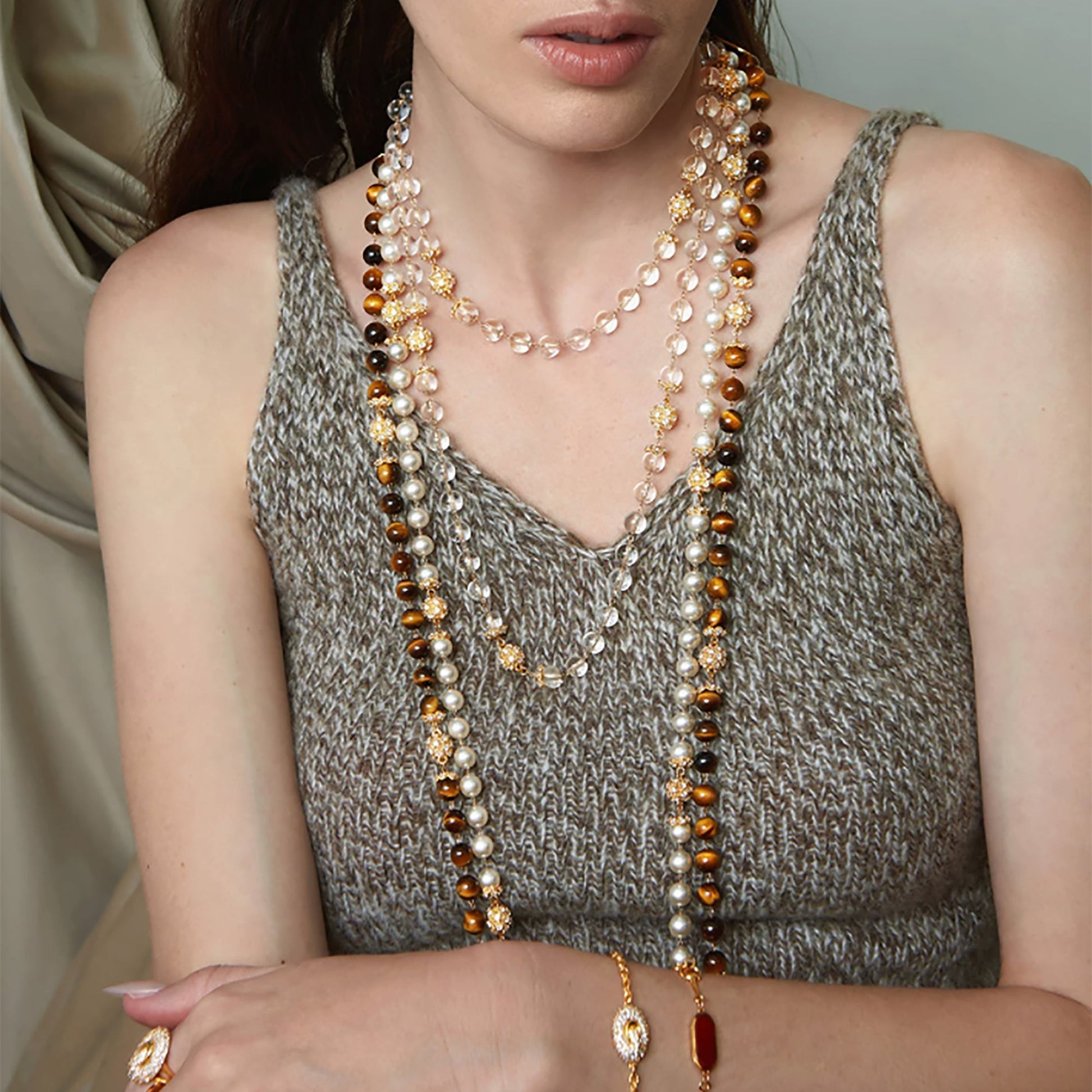 Corinna 24K Gold Filigree Bead Long Necklace