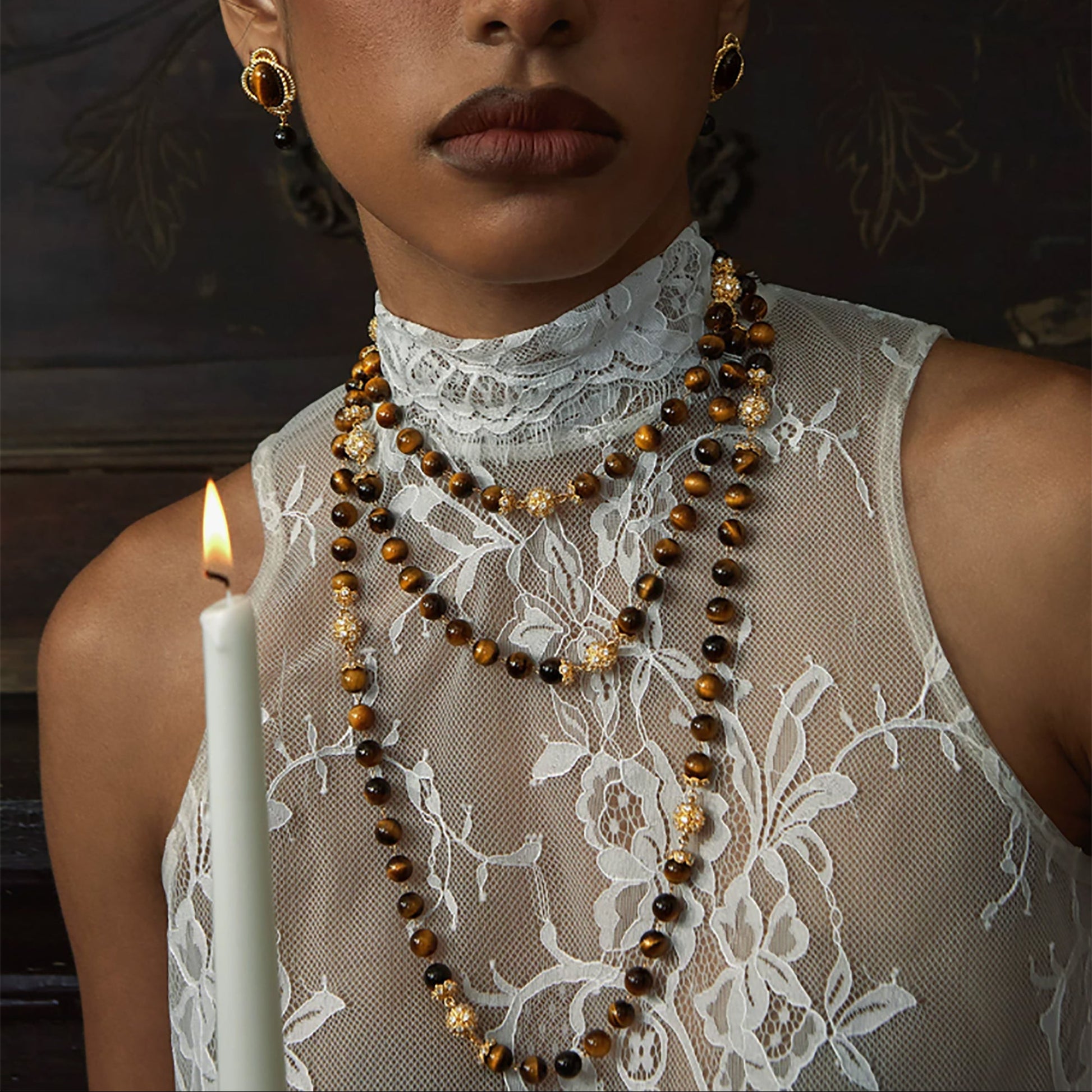 Corinna 24K Gold Filigree Bead Long Necklace