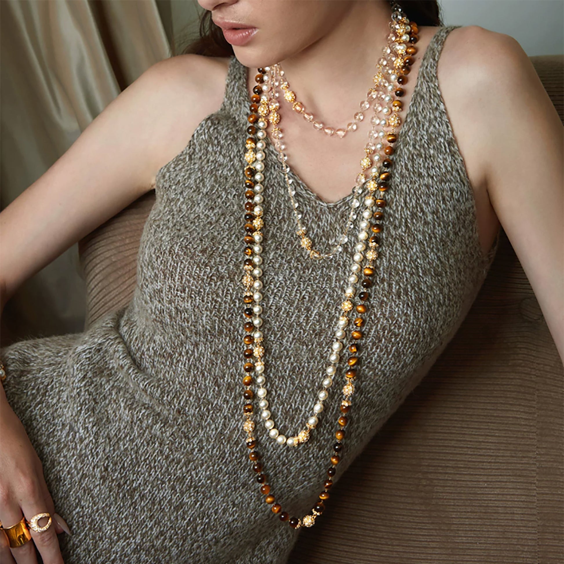 Corinna 24K Gold Filigree Bead Long Necklace