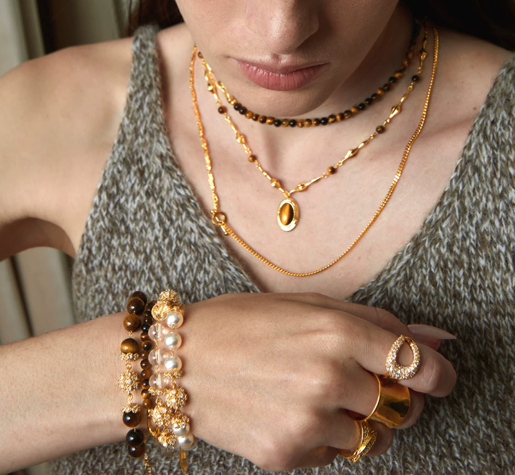 Corinna Brown Oval Tiger Eye Necklace