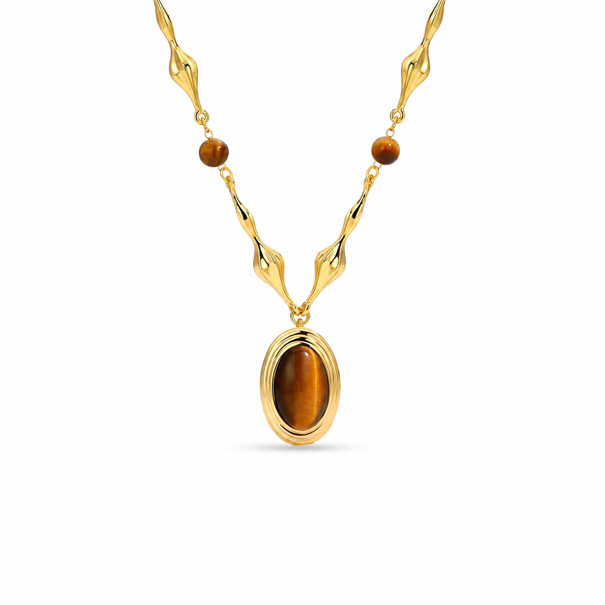 Corinna Brown Oval Tiger Eye Necklace