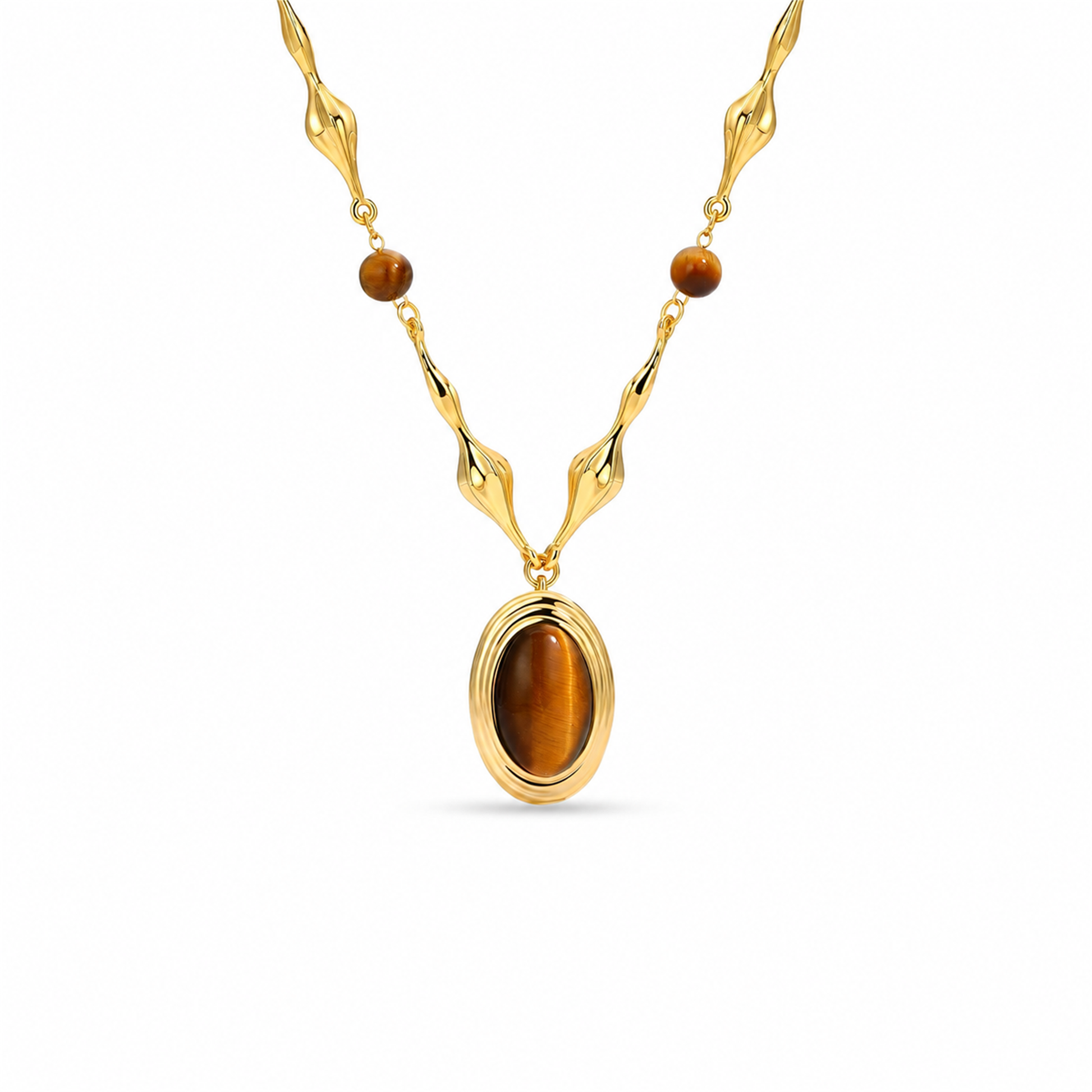 Corinna Brown Oval Tiger Eye Necklace