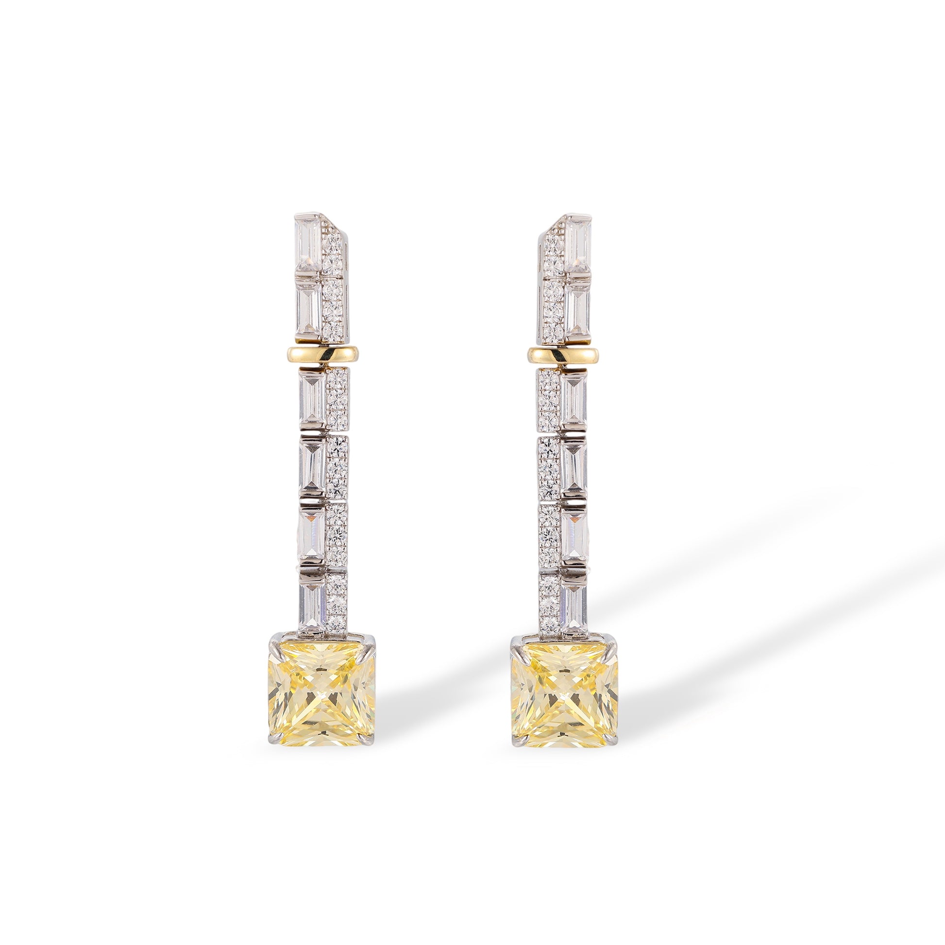 Cornelia Yellow Square Drop Earrings
