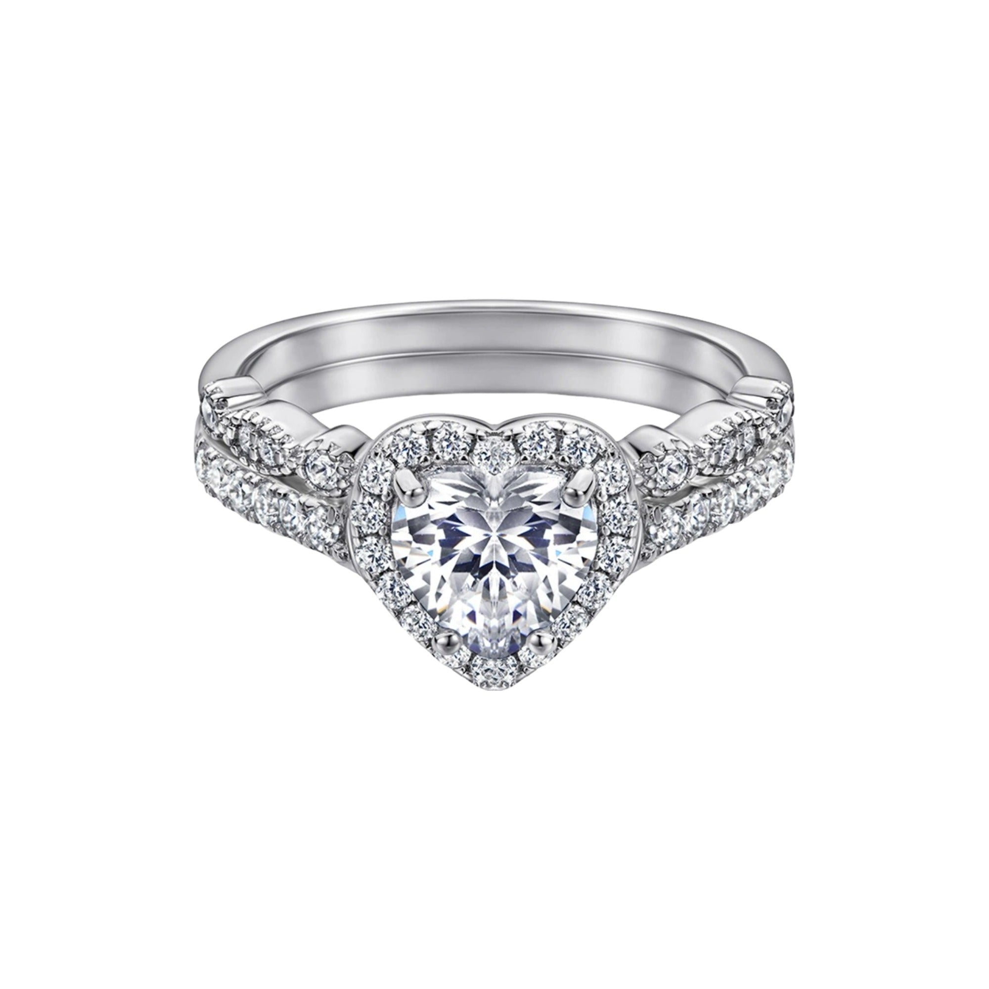 Cybèle White Heart Ring Set