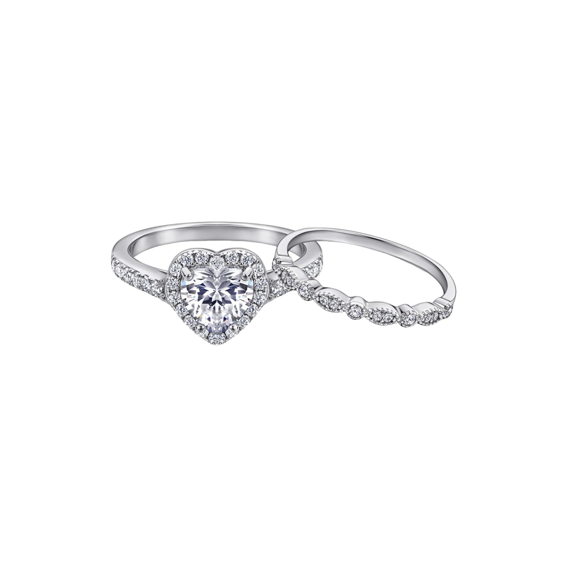 Cybèle White Heart Ring Set