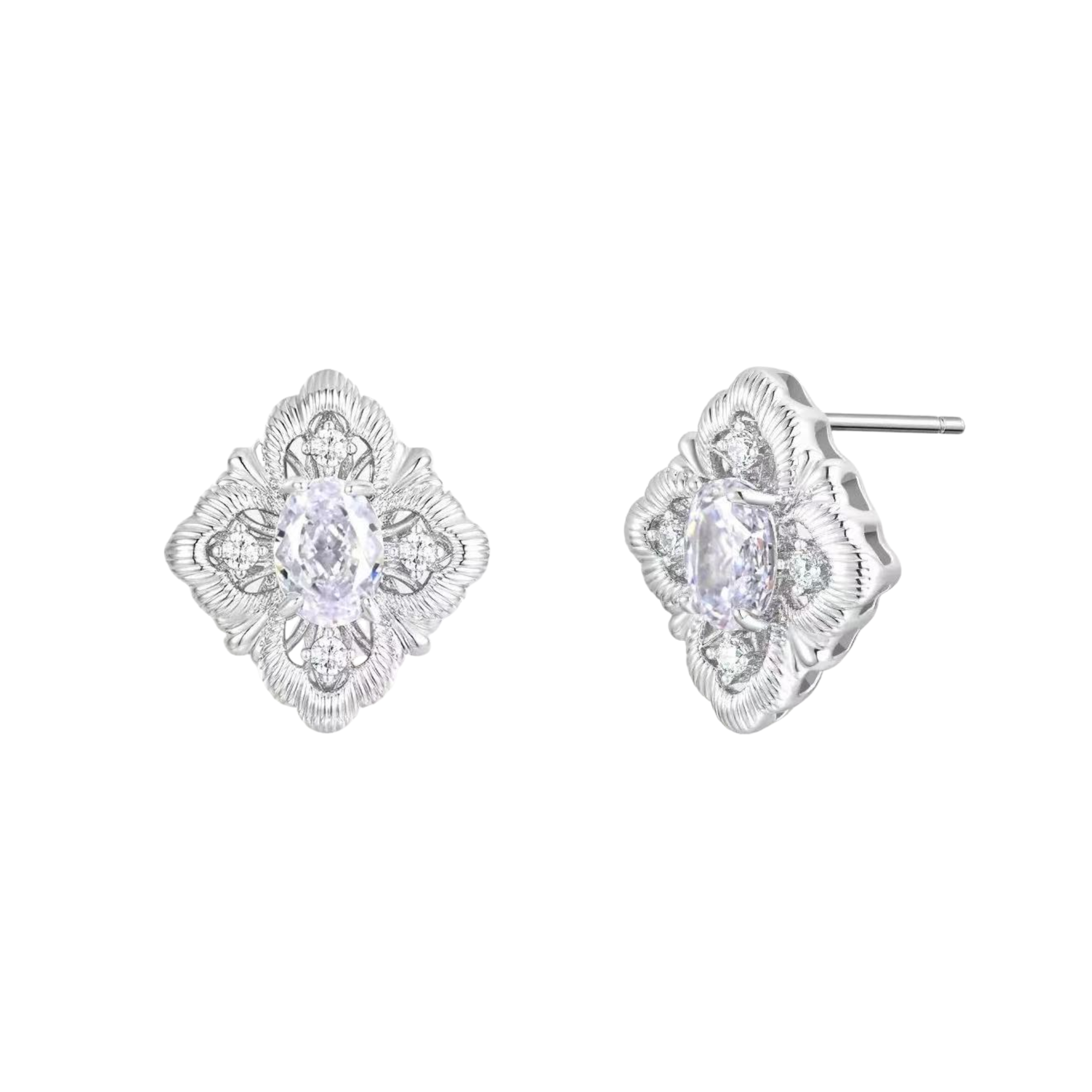 Dagberta White Floral Stud Earrings