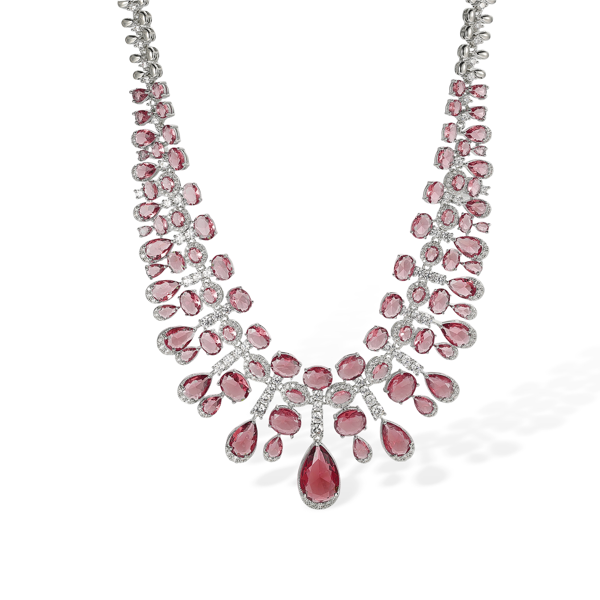 Daggard Green Teardrop Oval Drop Earrings & Necklace Set