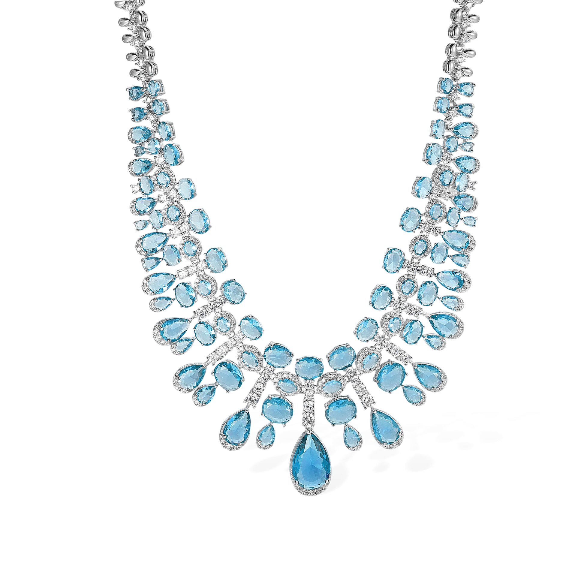 Daggard Green Teardrop Oval Drop Earrings & Necklace Set