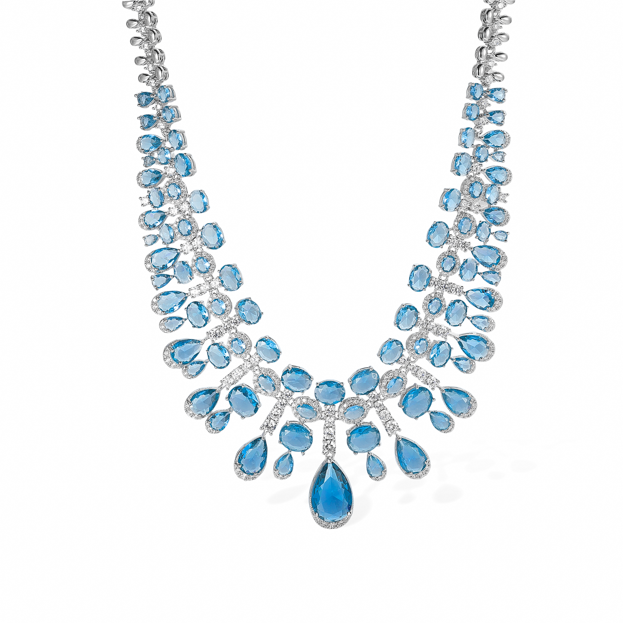 Daggard Green Teardrop Oval Drop Earrings & Necklace Set