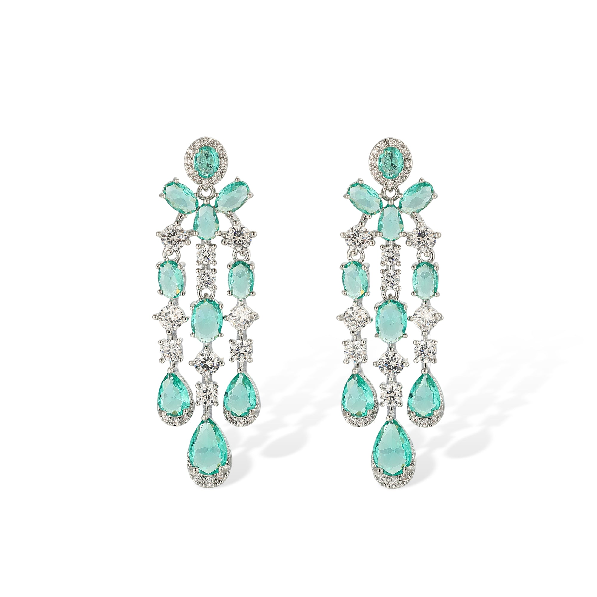Daggard Green Teardrop Oval Drop Earrings & Necklace Set