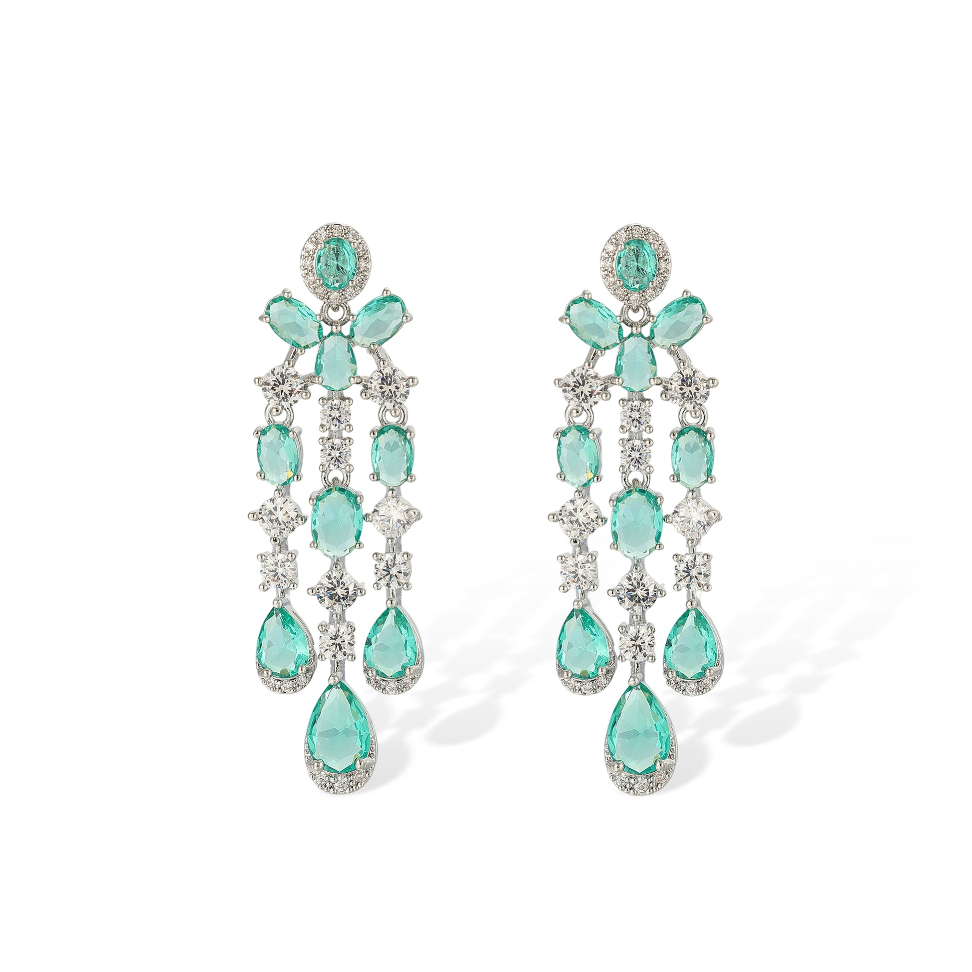 Daggard Green Teardrop Oval Drop Earrings & Necklace Set