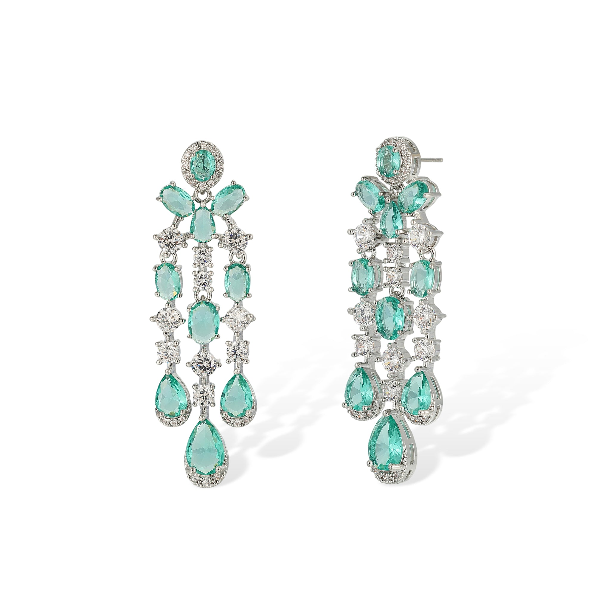 Daggard Green Teardrop Oval Drop Earrings & Necklace Set