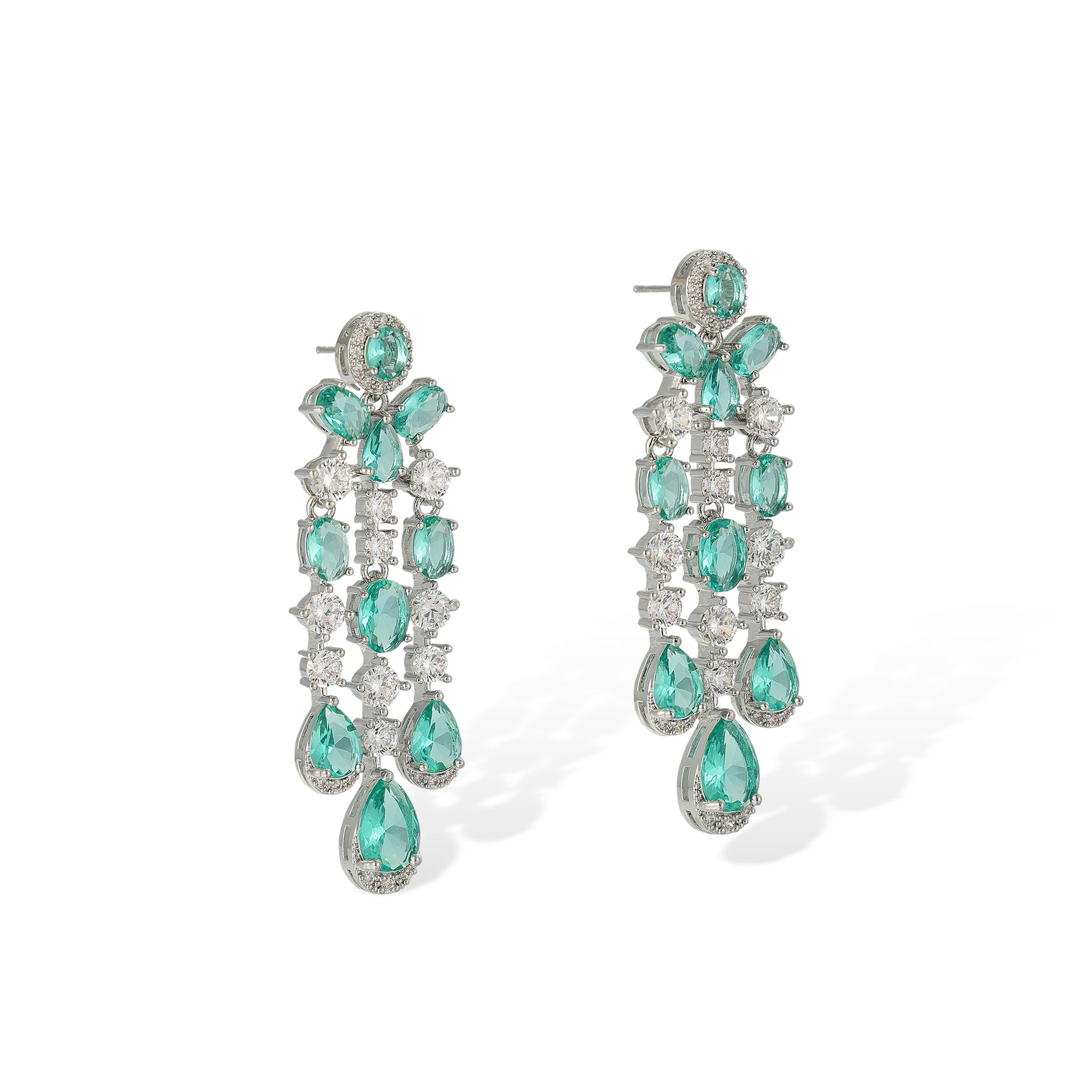 Daggard Green Teardrop Oval Drop Earrings & Necklace Set
