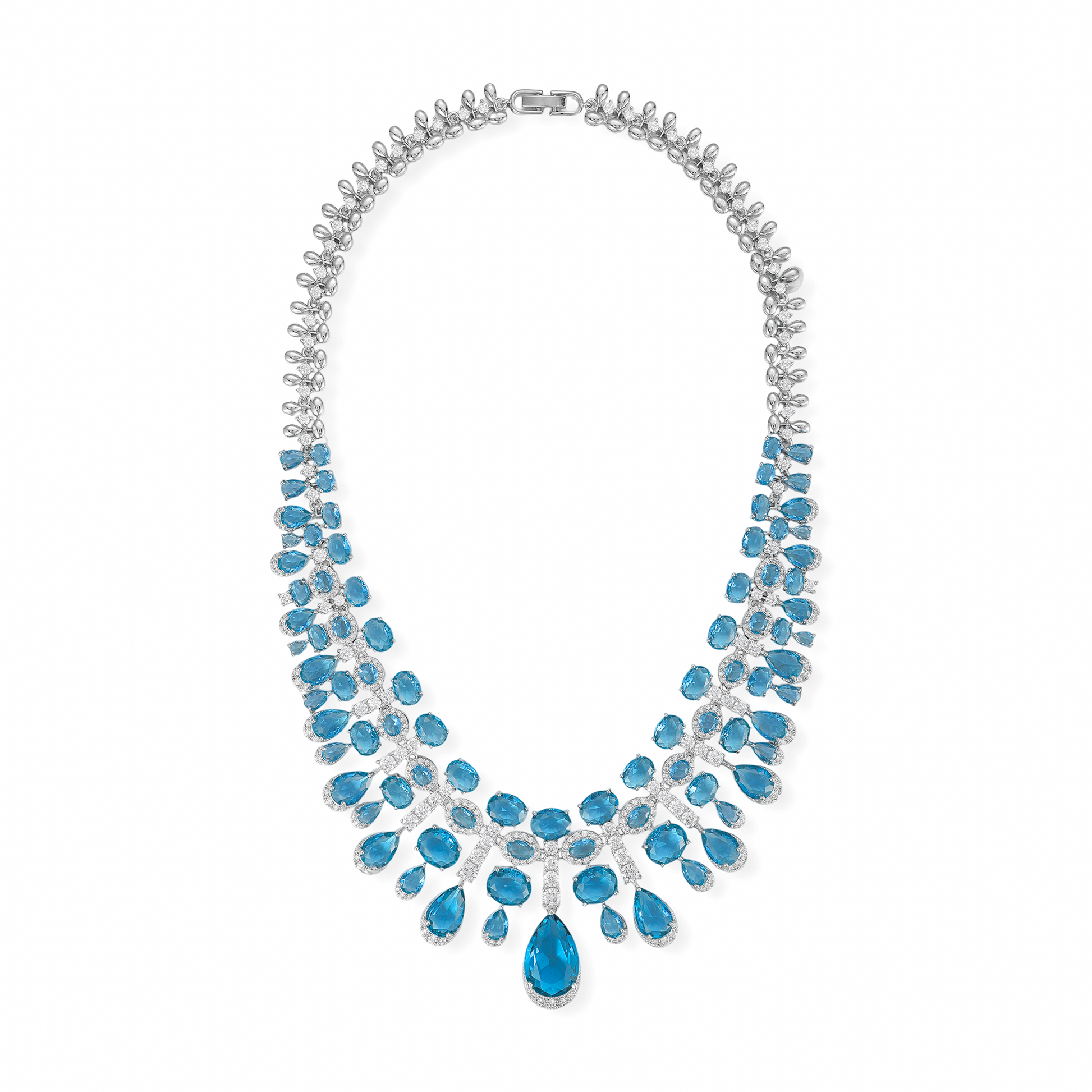 Daggard Green Teardrop Oval Drop Earrings & Necklace Set