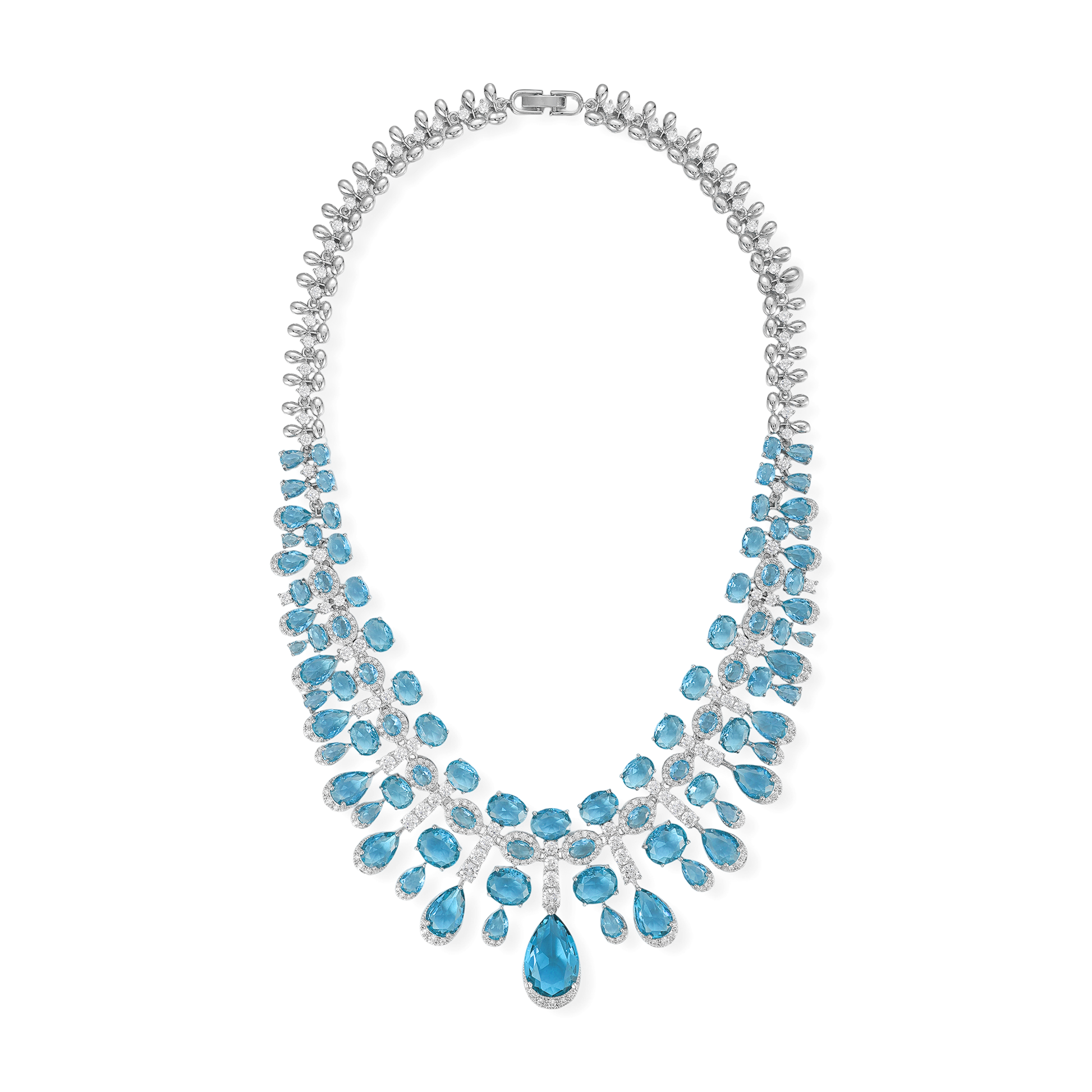 Daggard Green Teardrop Oval Drop Earrings & Necklace Set