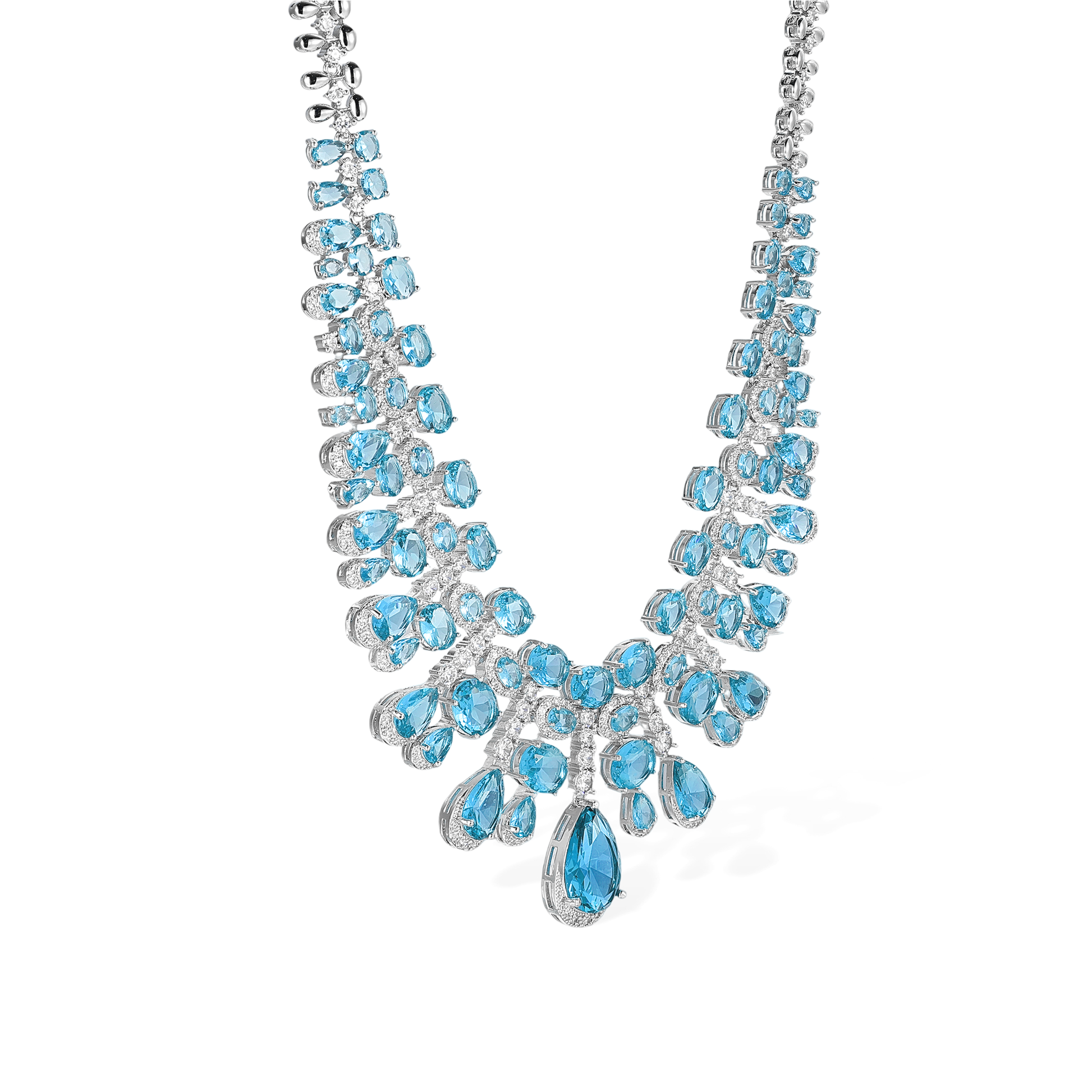 Daggard Green Teardrop Oval Drop Earrings & Necklace Set