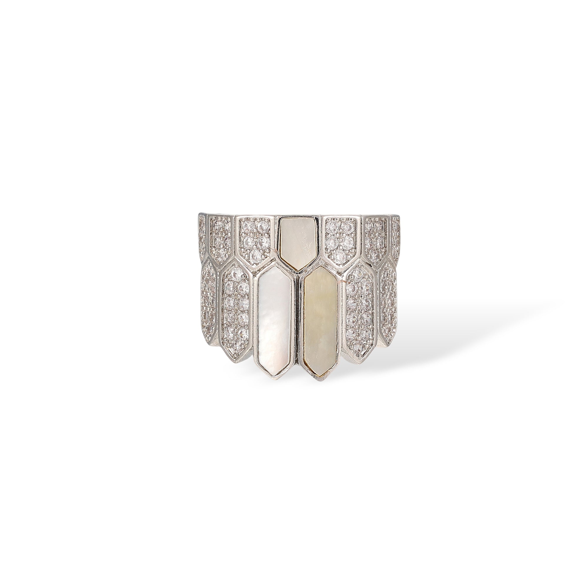 Daglina White Shield Mother-of Pearl Open Ring