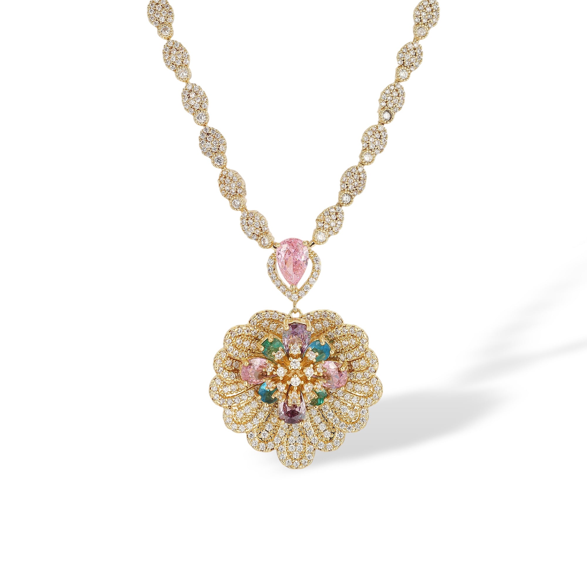 Daglinde 14K Gold Floral Earrings & Necklace Set