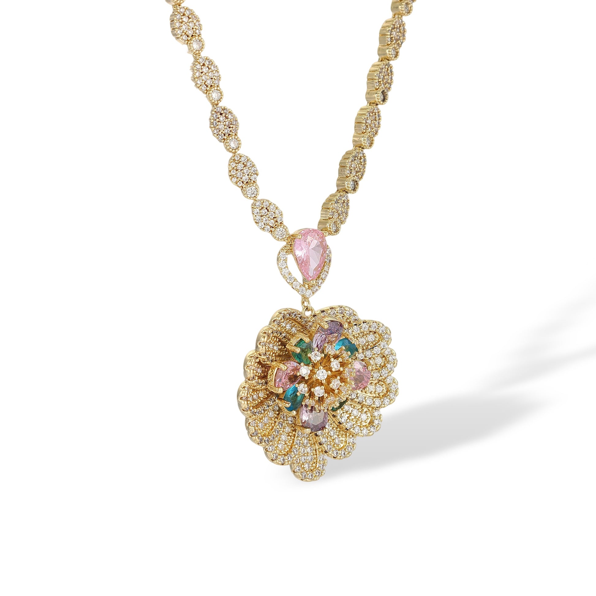 Daglinde 14K Gold Floral Earrings & Necklace Set