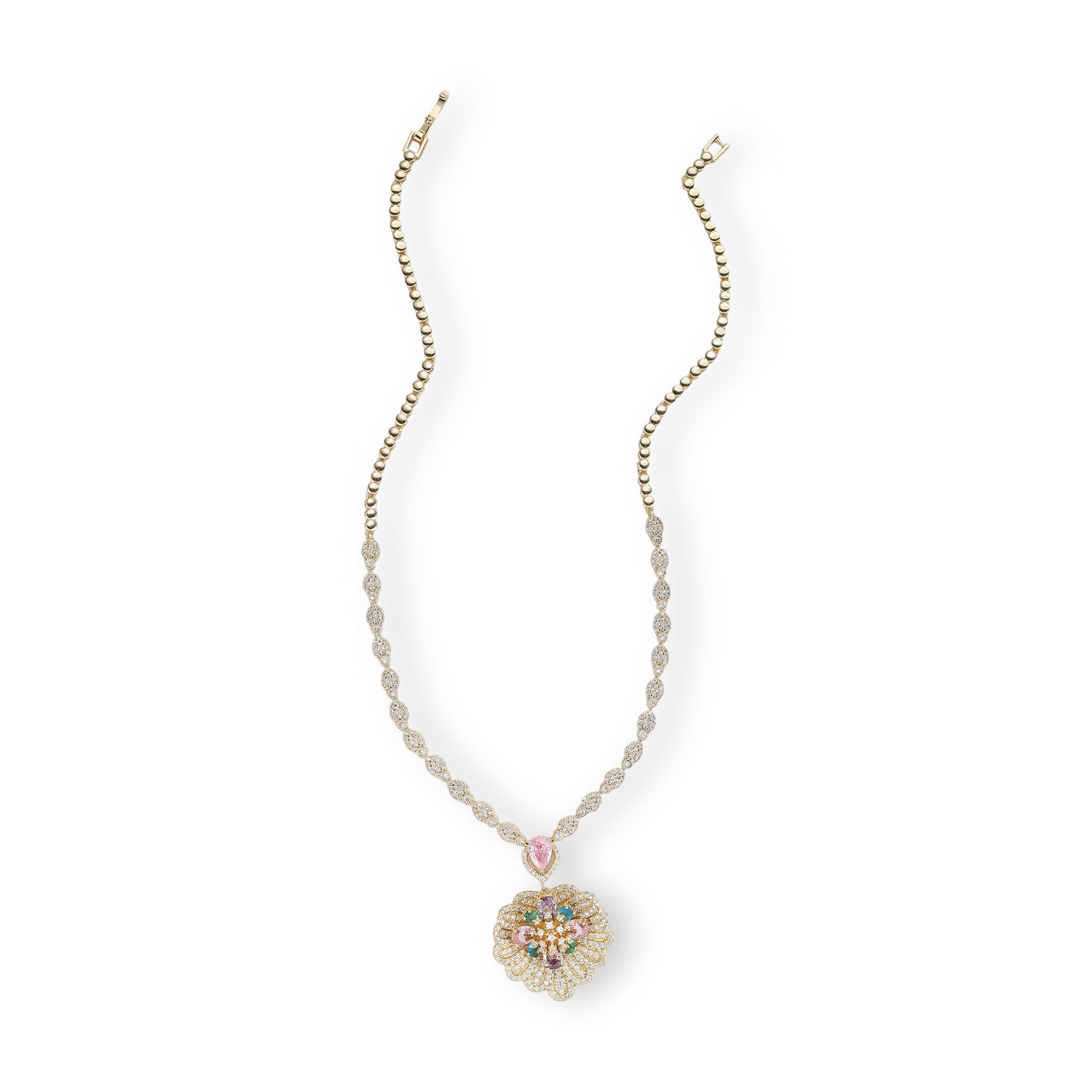 Daglinde 14K Gold Floral Earrings & Necklace Set
